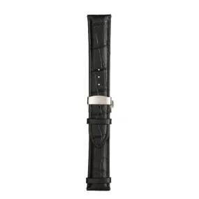 Black & Silver Leather Band,Premium watch strap