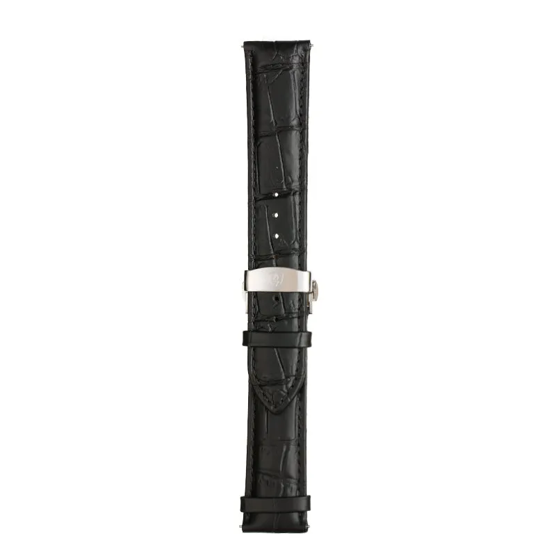 Black & Silver Leather Band,Premium watch strap