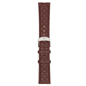 Burgundy/Silver Leather Band,Premium watch strap