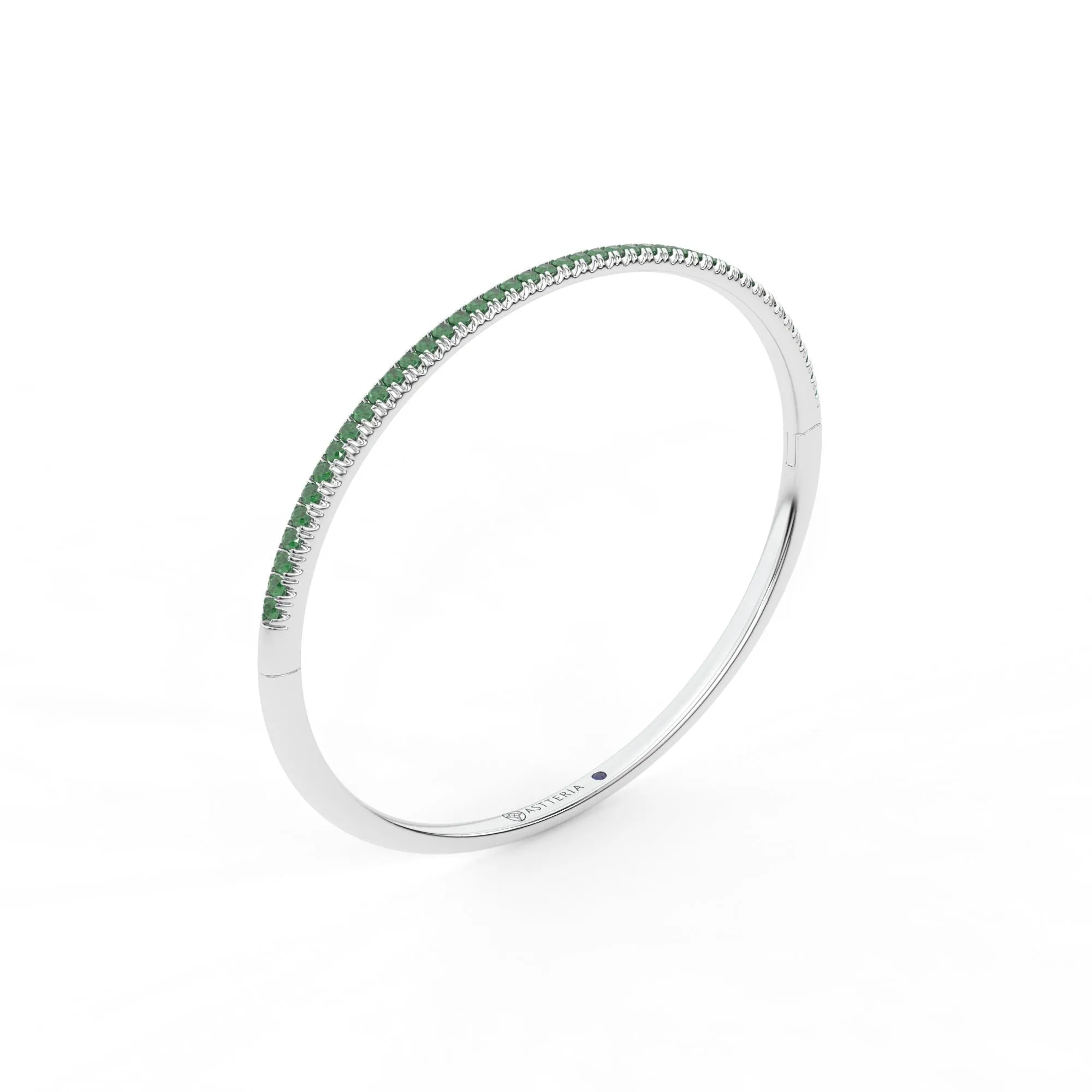 Centuria??Bangle with Half Pav emerald,Emerald Bracelet