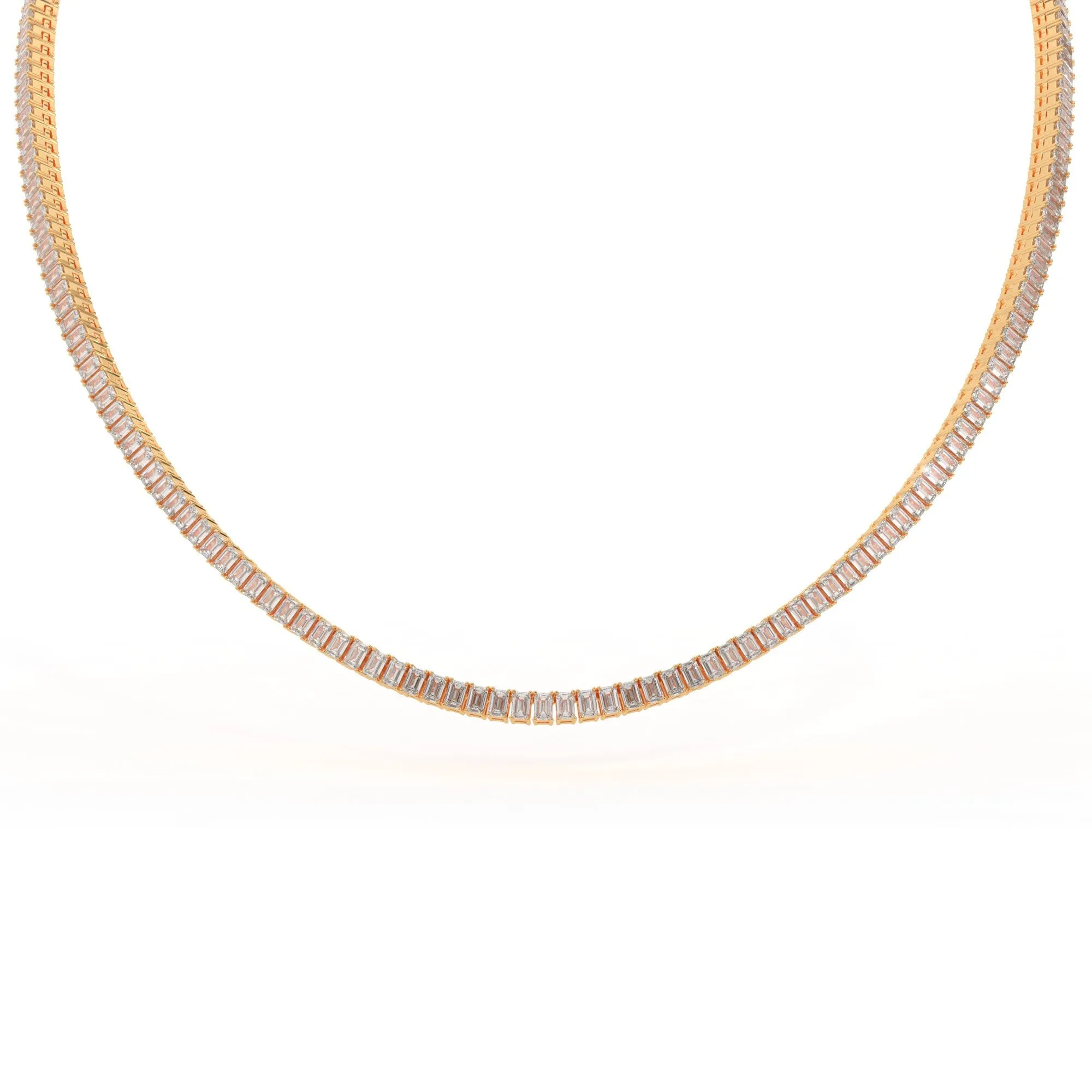 Emerald shape diamond tennis necklace, 16.0 Ct. TW,Pendant&Necklace