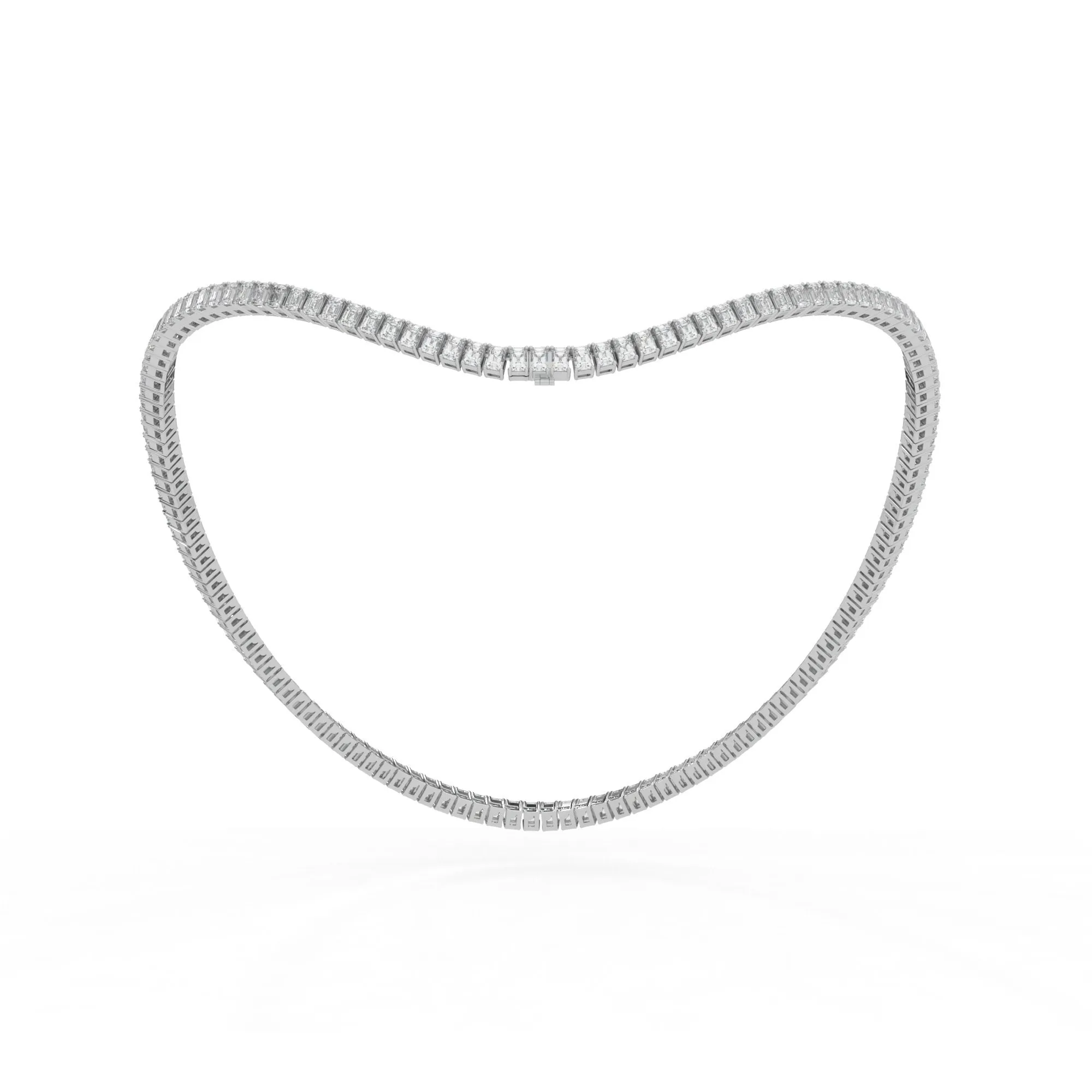 Emerald shape diamond tennis necklace, 19.0 Ct. TW,Pendant&Necklace