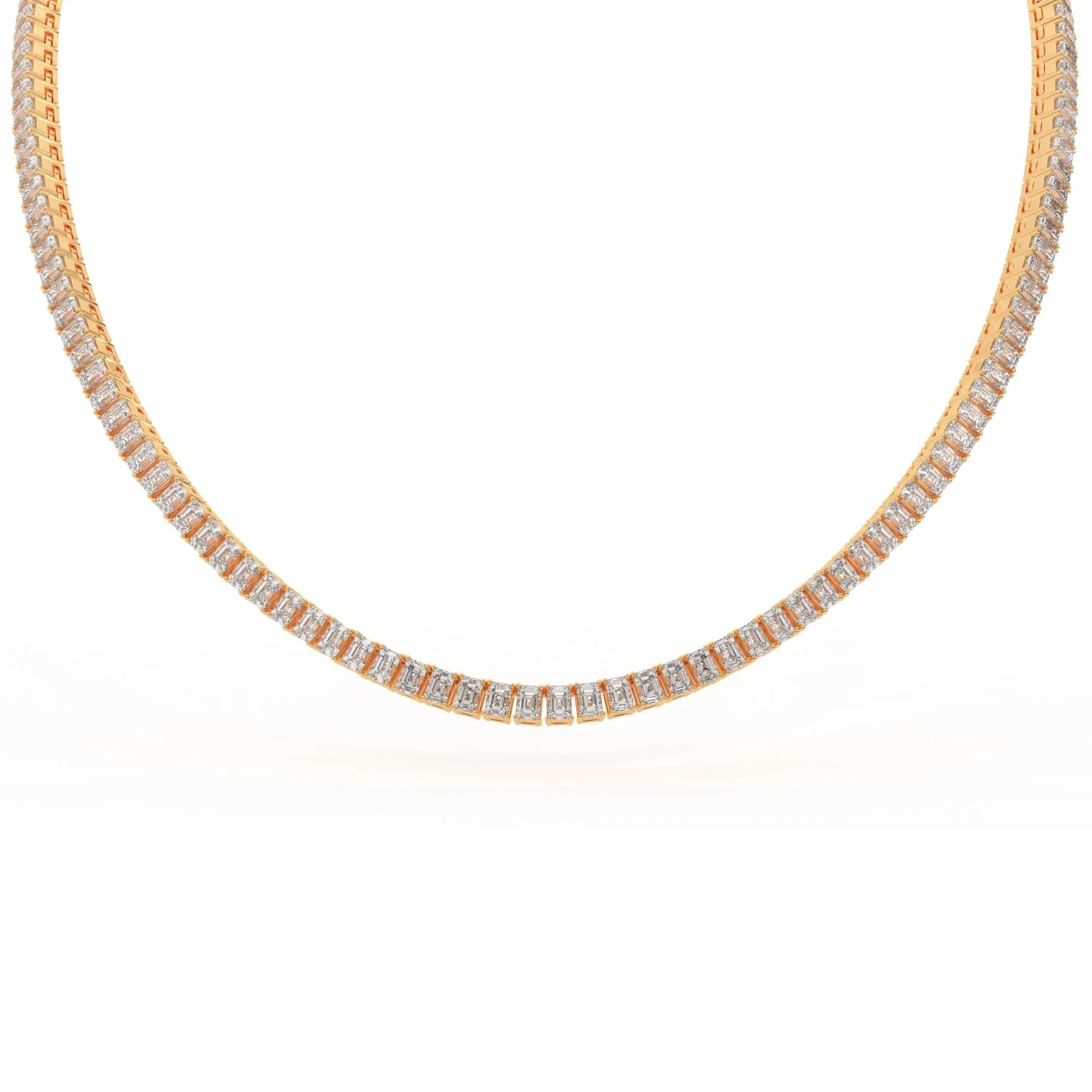 Emerald shape diamond tennis necklace, 19.0 Ct. TW,Pendant&Necklace