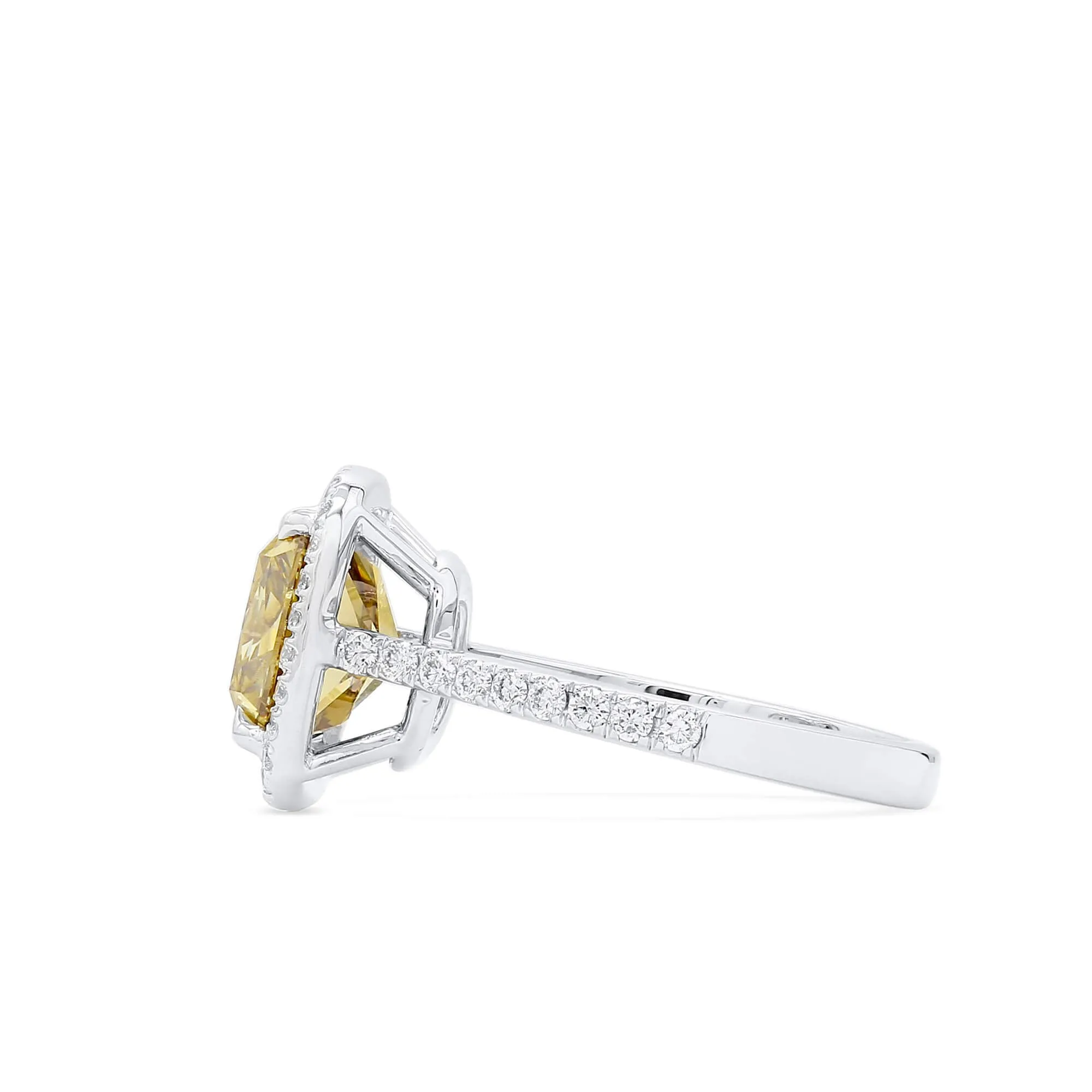 Fancy Dark Brown-Greenish Yellow Diamond Ring, 4.50 Ct. TW, Radiant shape, GIA Certified,Rings Colored Diamond