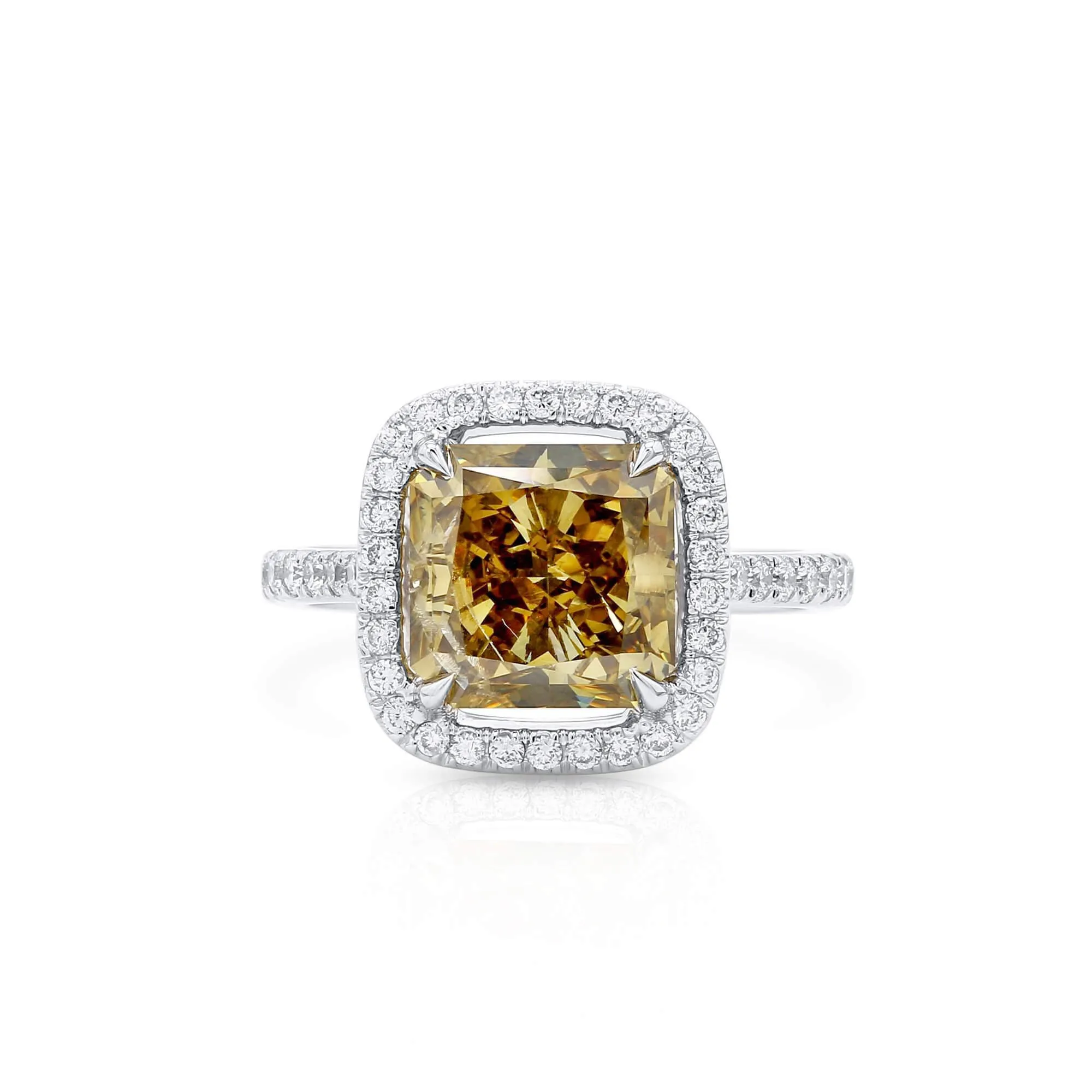 Fancy Dark Brown-Greenish Yellow Diamond Ring, 4.50 Ct. TW, Radiant shape, GIA Certified,Rings Jewelry
