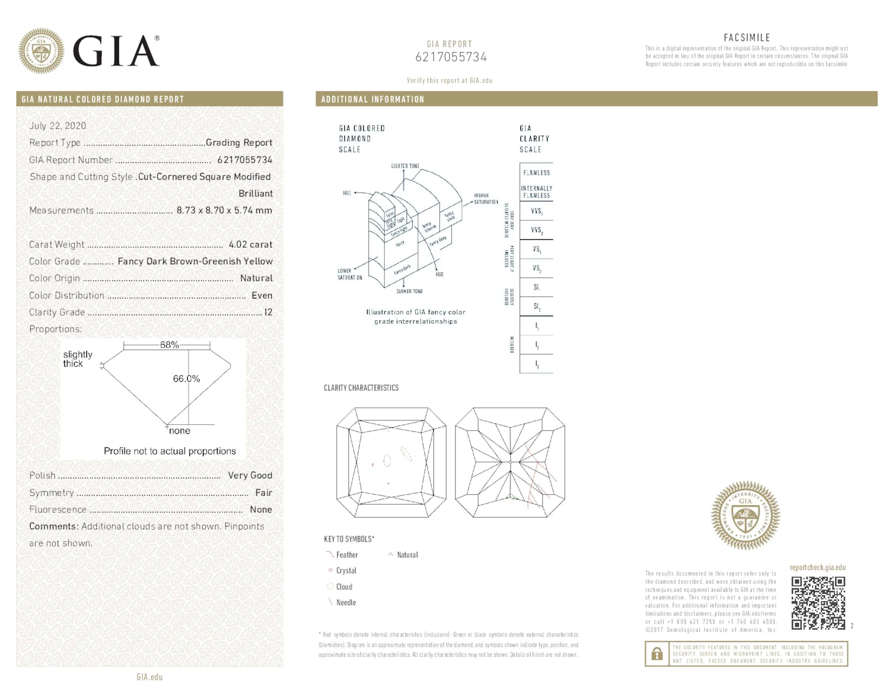 Fancy Dark Brown-Greenish Yellow Diamond Ring, 4.50 Ct. TW, Radiant shape, GIA Certified,Rings Jewelry