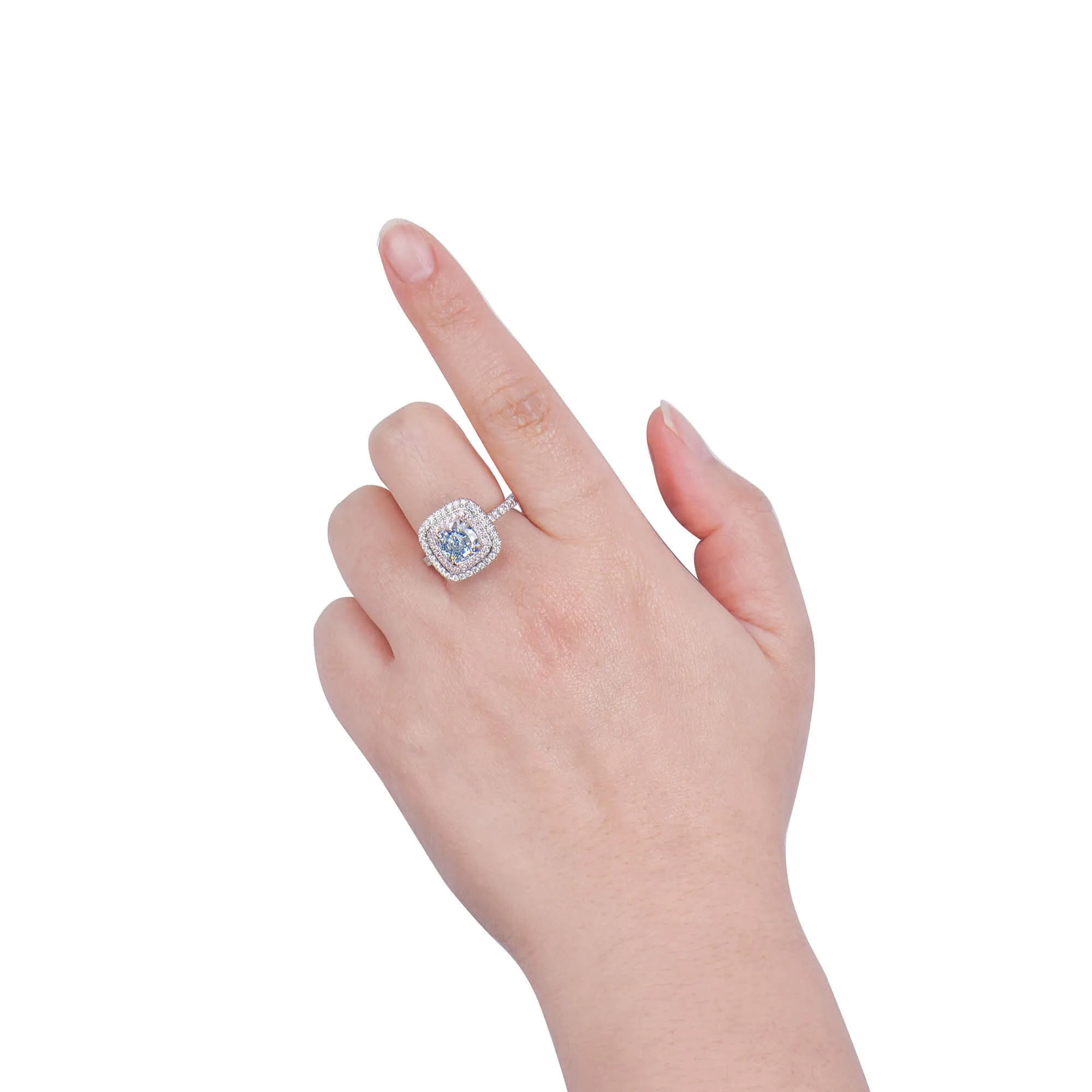 Fancy Green Diamond Ring, 1.81 Ct. TW, Cushion shape, GIA Certified,Rings Jewelry