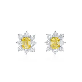 Fancy Intense Yellow Diamond Earrings, 10.57 Ct. TW, Emerald shape, GIA Certified,Earrings Diamond Yellow