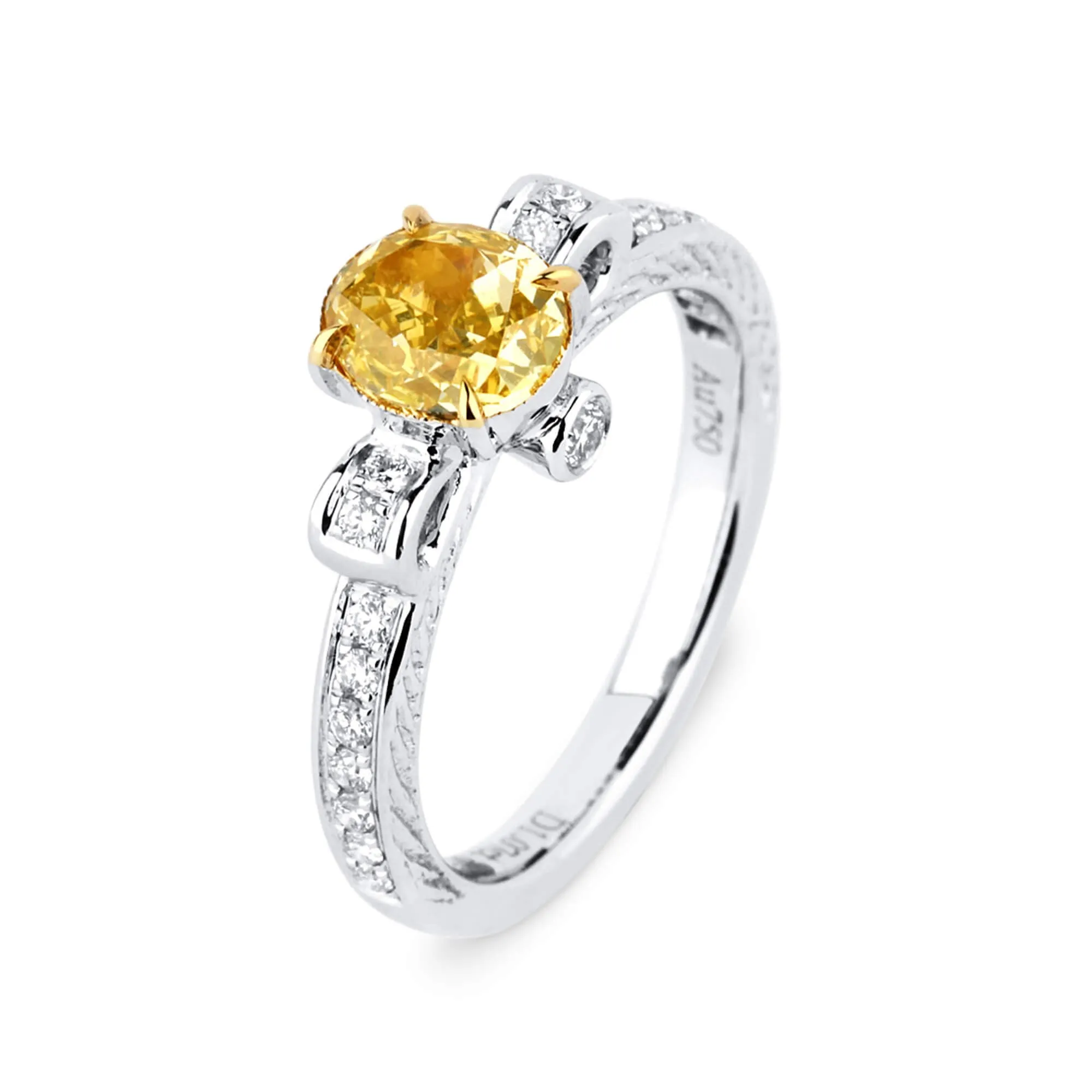 Fancy Intense Yellow Diamond Ring, 1.31 Ct. TW, Oval shape, GIA Certified,Rings Colored Diamond
