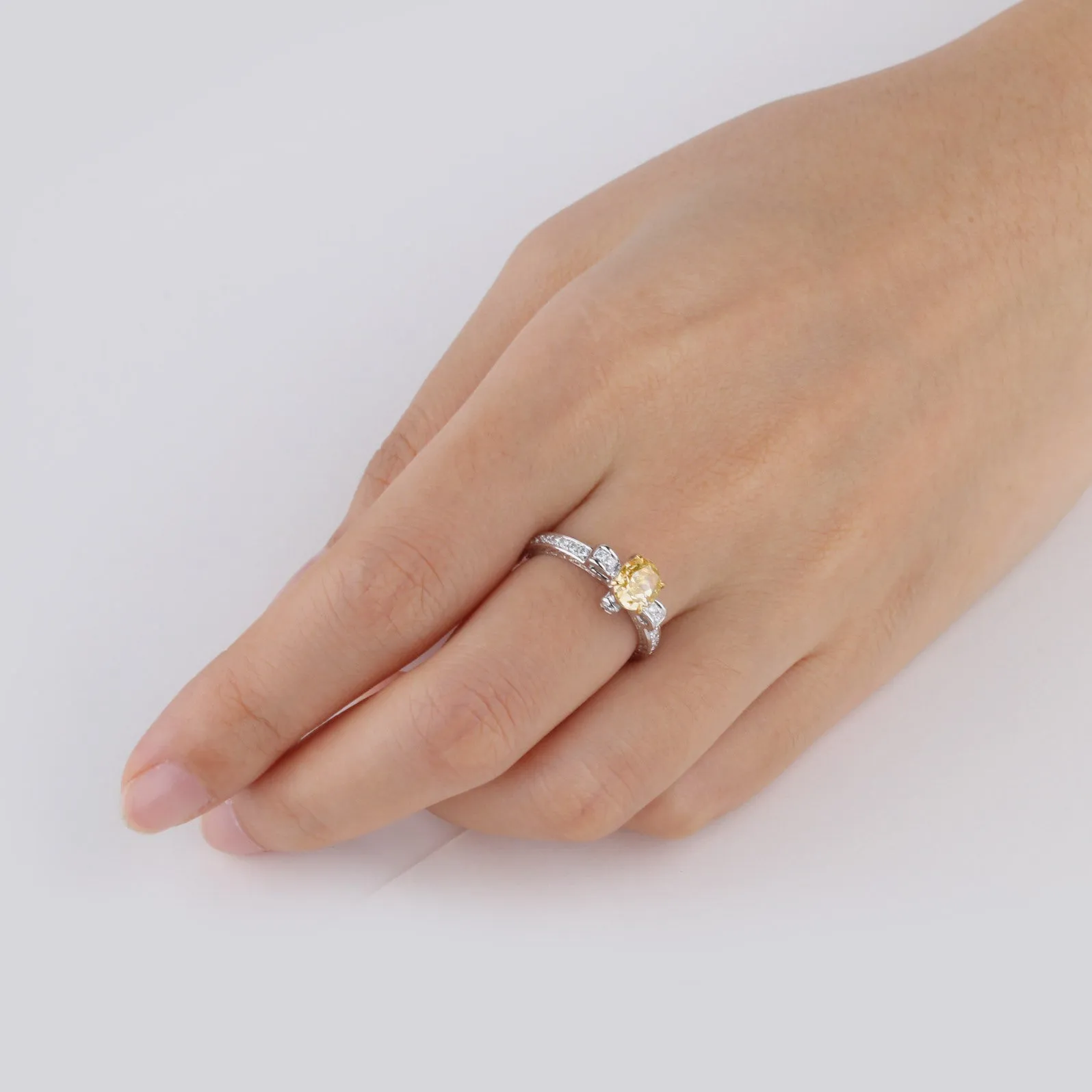 Fancy Intense Yellow Diamond Ring, 1.31 Ct. TW, Oval shape, GIA Certified,Rings Colored Diamond