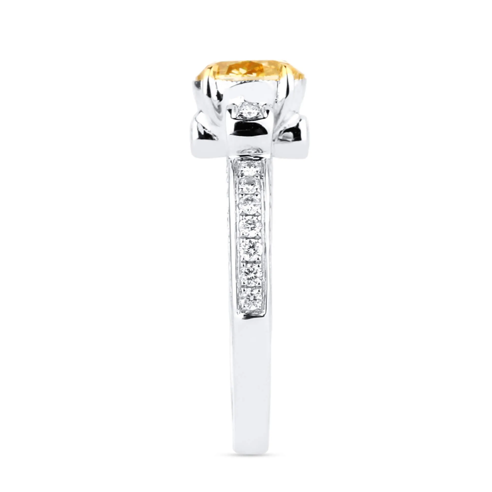 Fancy Intense Yellow Diamond Ring, 1.31 Ct. TW, Oval shape, GIA Certified,Rings Colored Diamond