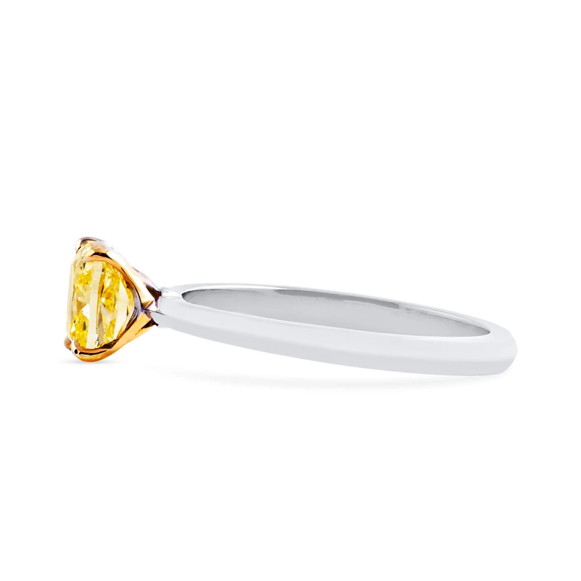 Fancy Intense Yellow Diamond Ring, 1.50 Ct. TW, Cushion shape, GIA Certified,Rings Colored Diamond