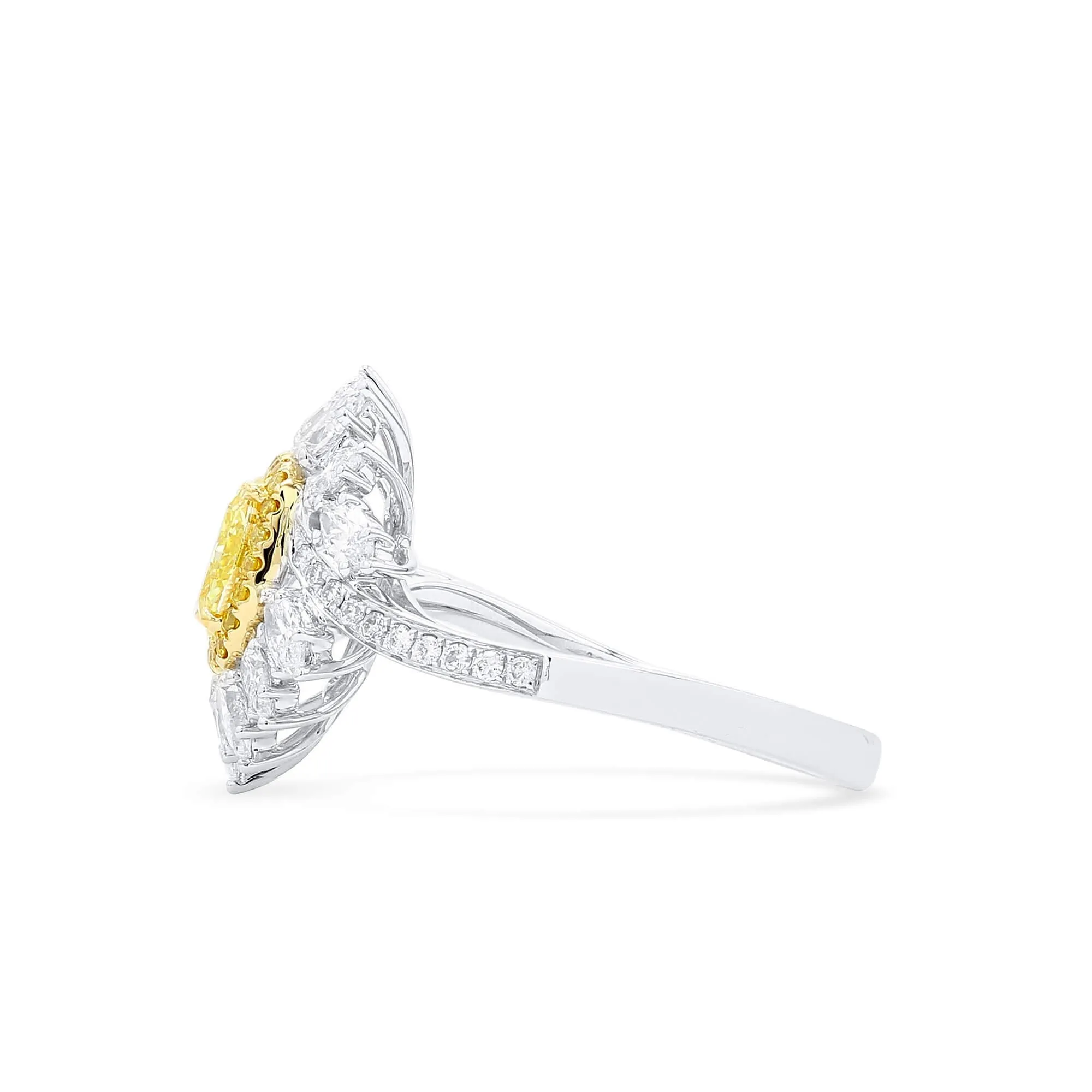 Fancy Intense Yellow Diamond Ring, 1.95 Ct. TW, Cushion shape, GIA Certified,Rings Colored Diamond