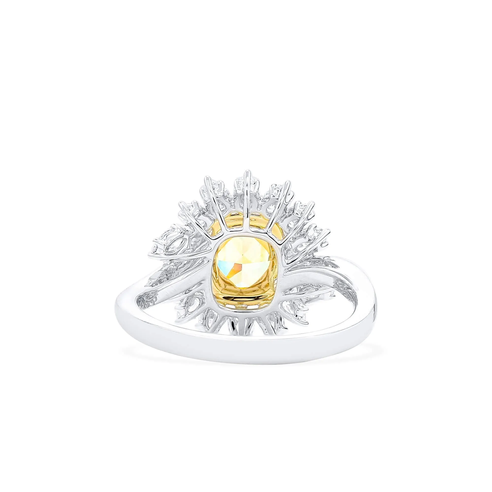 Fancy Intense Yellow Diamond Ring, 1.95 Ct. TW, Cushion shape, GIA Certified,Rings Colored Diamond