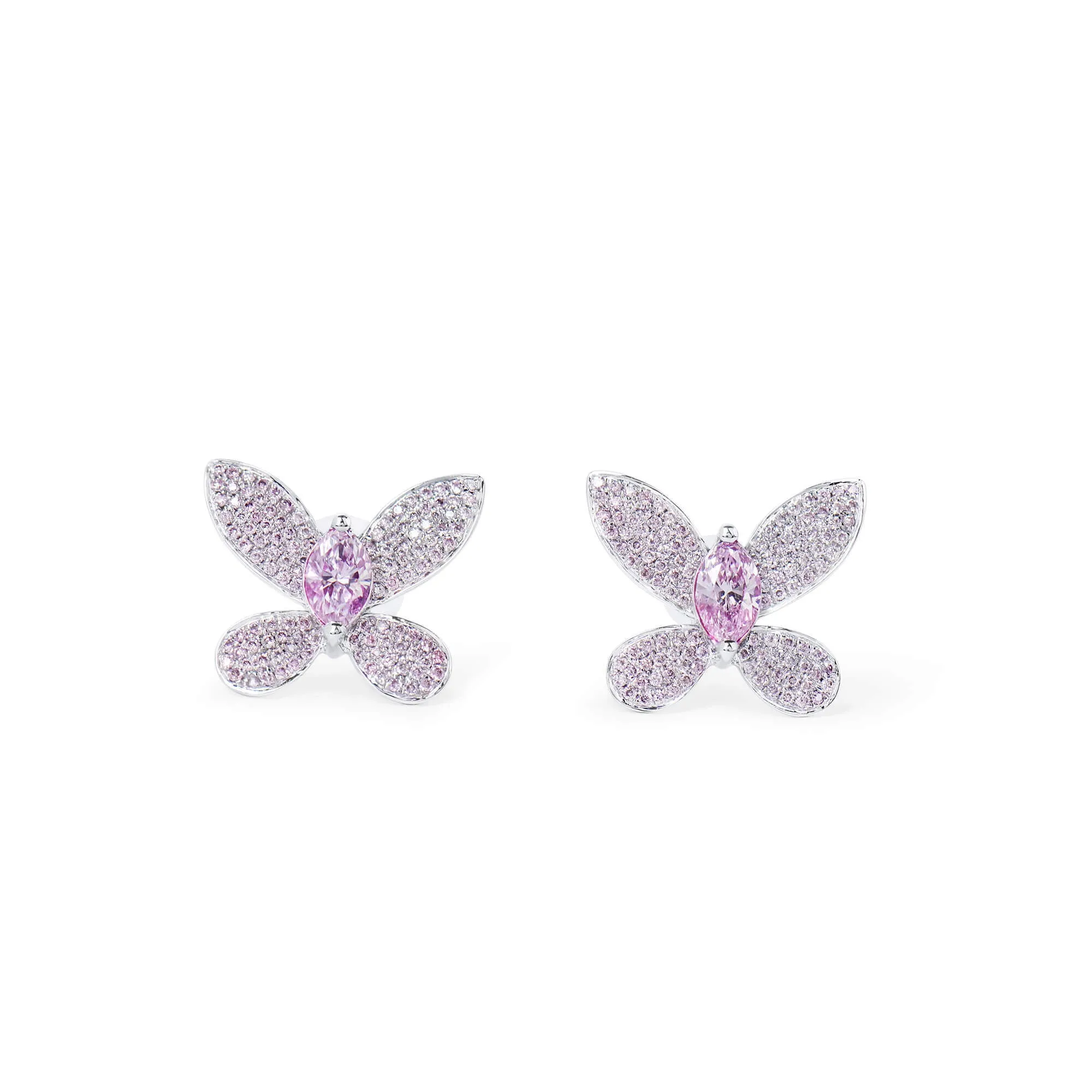 Fancy Light Pink Diamond Earrings, 0.63 Ct. TW, Marquise shape,Pink Diamond Earrings