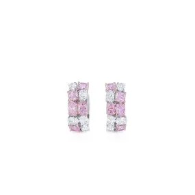 Fancy Light Pink Diamond Earrings, 2.64 Ct. TW, MIX shape,Pink Diamond Earrings