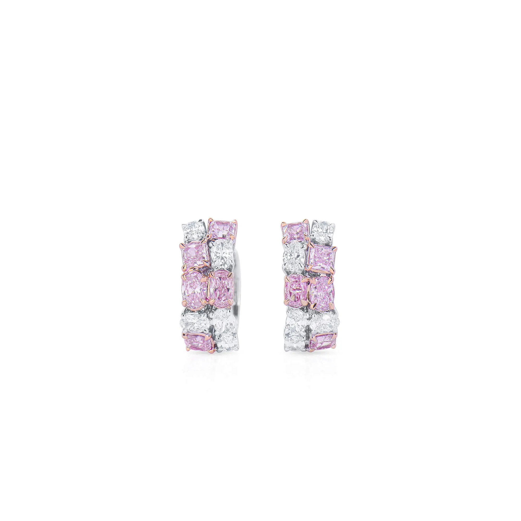 Fancy Light Pink Diamond Earrings, 2.64 Ct. TW, MIX shape,Pink Diamond Earrings