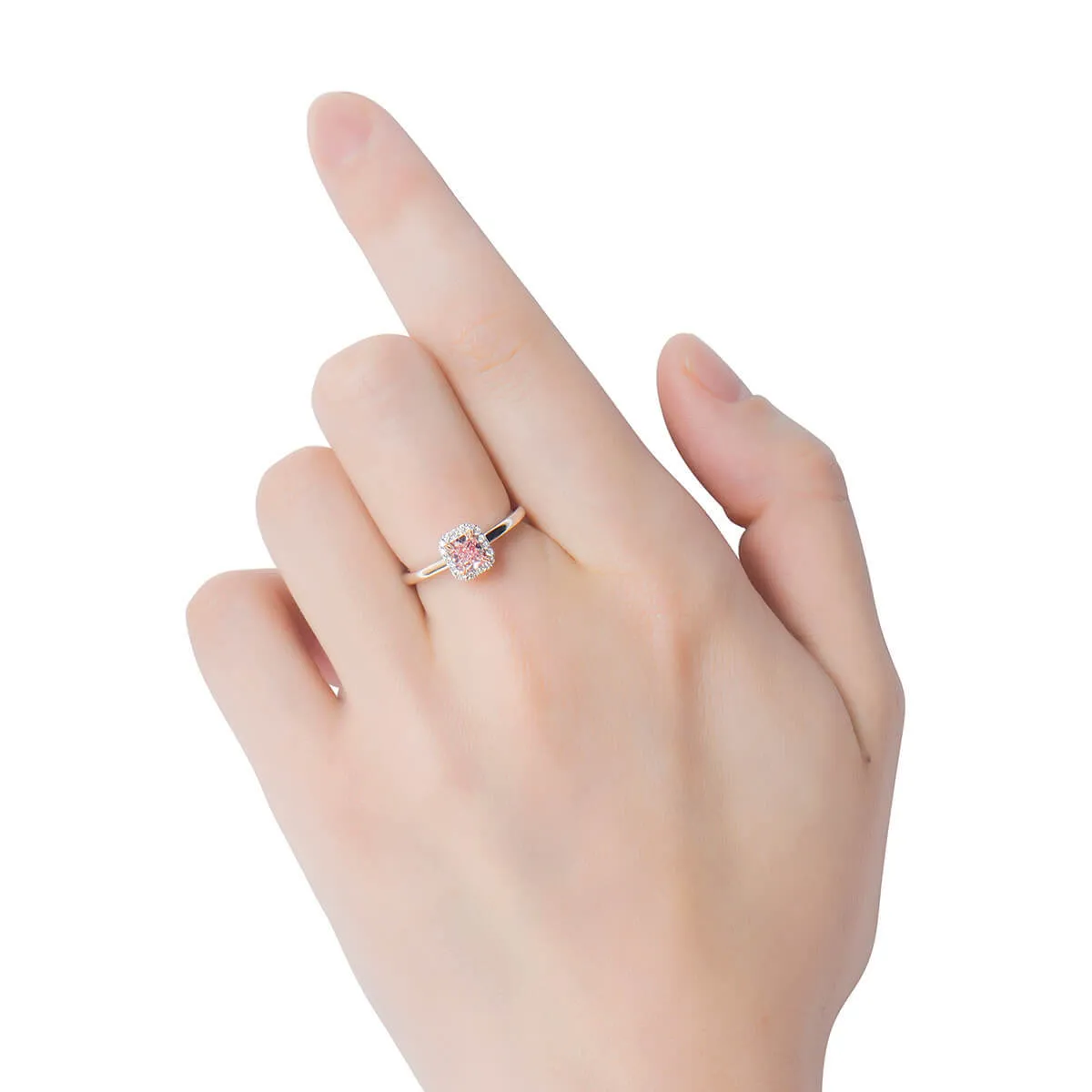 Fancy Light Pink Diamond Ring, 0.75 Ct. TW, Radiant shape, GIA Certified,Rings Colored Diamond