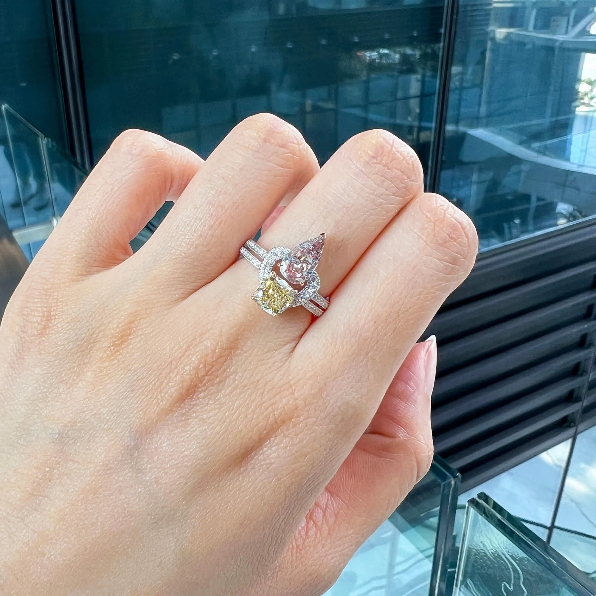 Fancy Light Pinkish Brown Diamond Ring, 2.53 Ct. TW, MIX shape, GIA Certified,Rings Colored Diamond