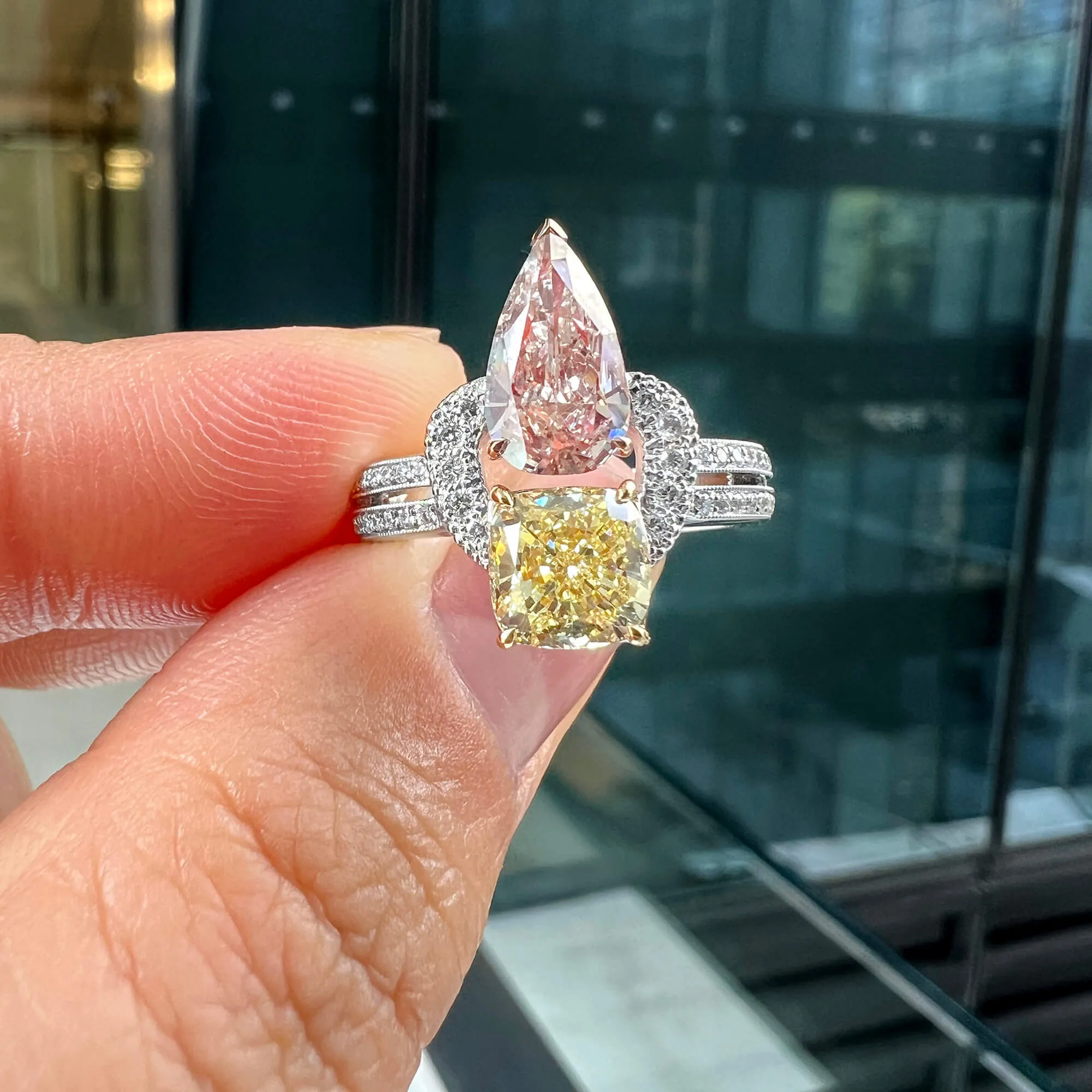 Fancy Light Pinkish Brown Diamond Ring, 2.53 Ct. TW, MIX shape, GIA Certified,Rings Colored Diamond