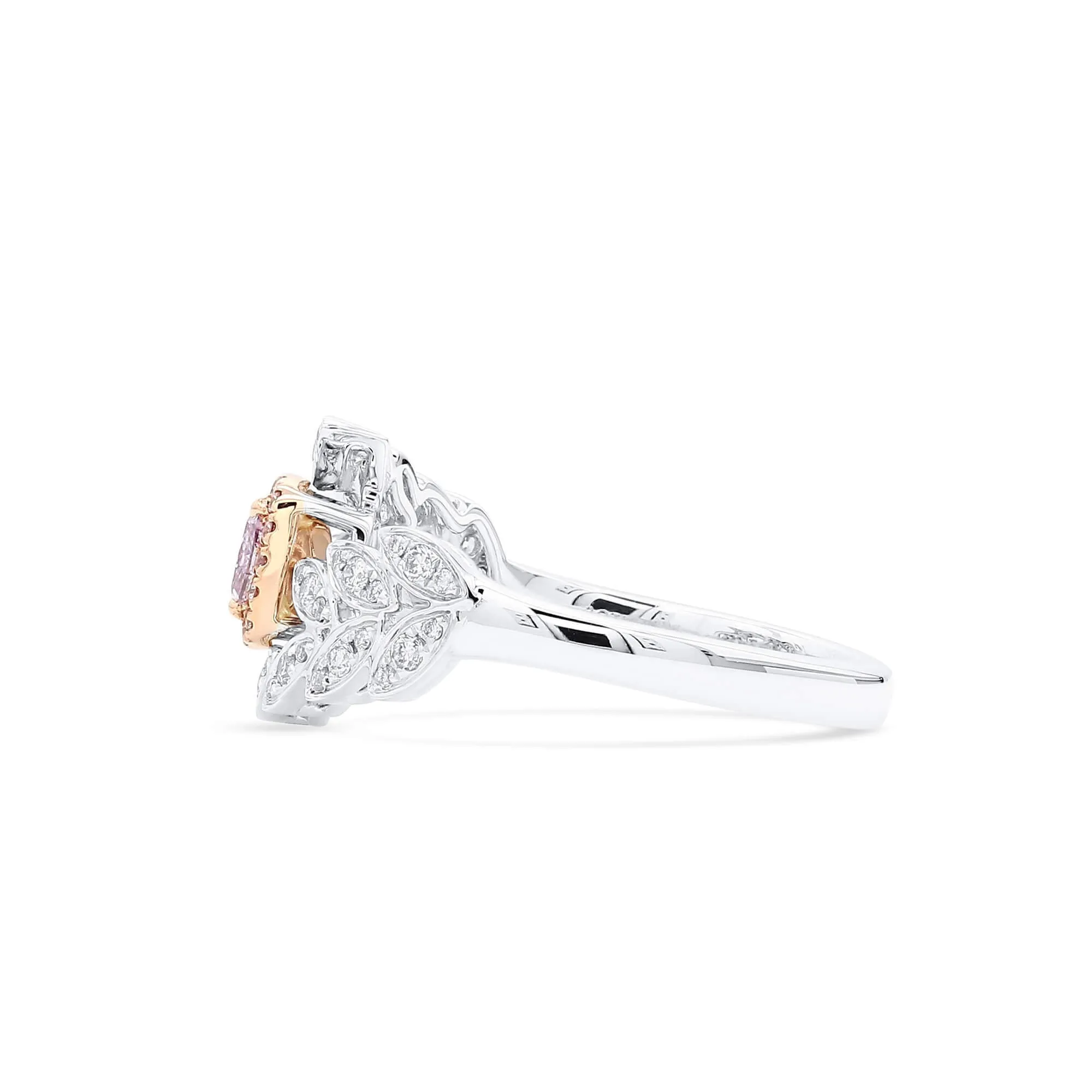 Fancy Light Purplish Pink Diamond Ring, 0.52 Ct. TW, Cushion shape, GIA Certified,Rings Colored Diamond