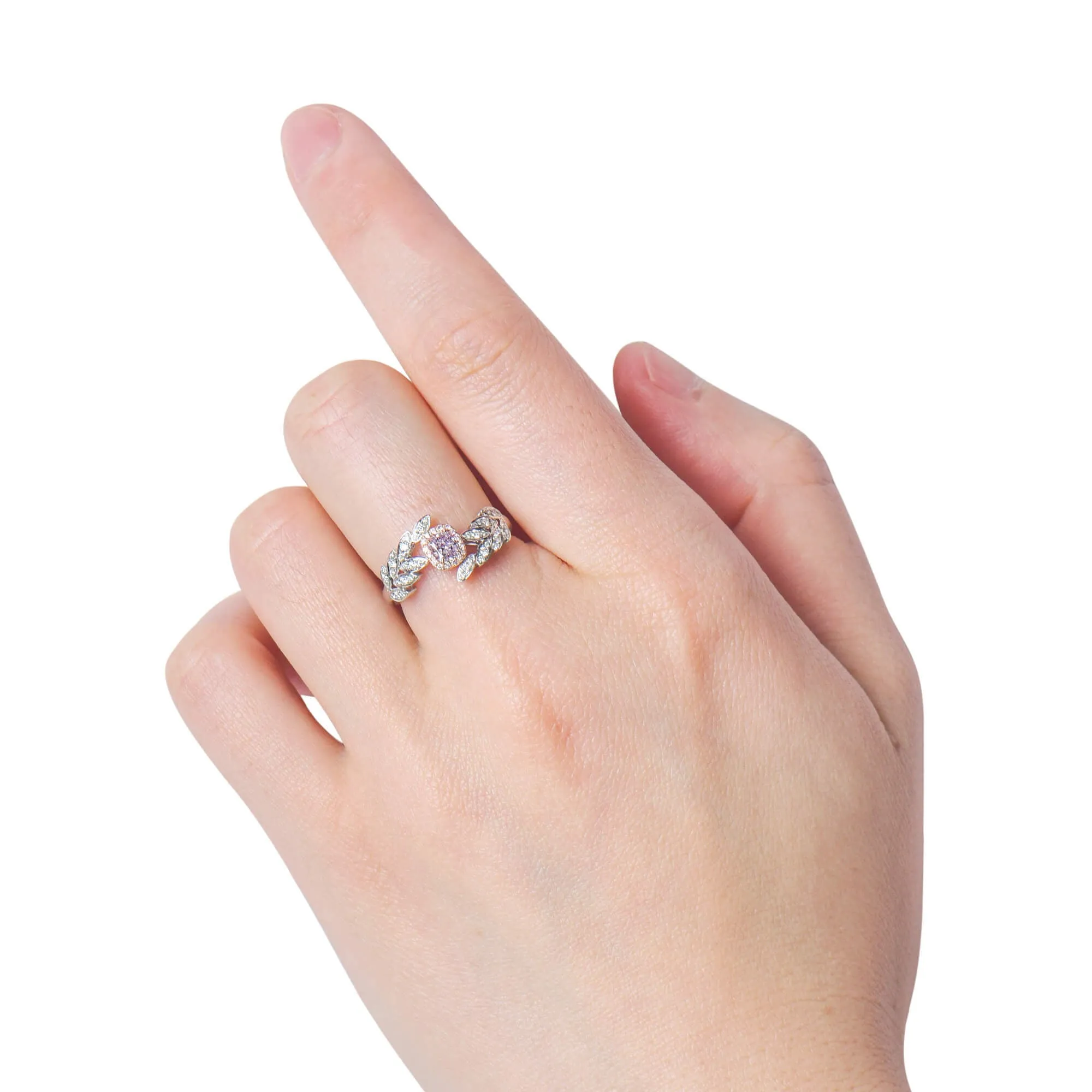 Fancy Light Purplish Pink Diamond Ring, 0.52 Ct. TW, Cushion shape, GIA Certified,Rings Colored Diamond