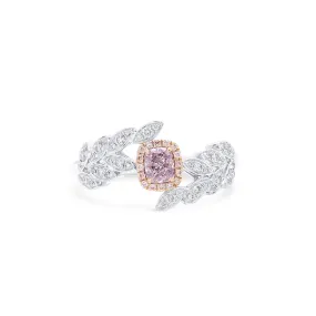 Fancy Light Purplish Pink Diamond Ring, 0.52 Ct. TW, Cushion shape, GIA Certified,Rings Colored Diamond