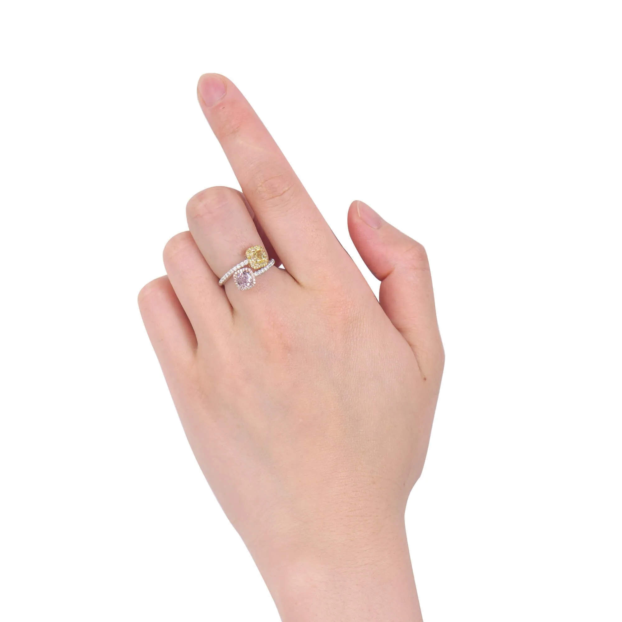 Fancy Light Yellow & Light Pink Diamond Ring, 1.82 Ct. (2.14 Ct. TW), Radiant Shape, JCRF05545744,Rings Colored Diamond