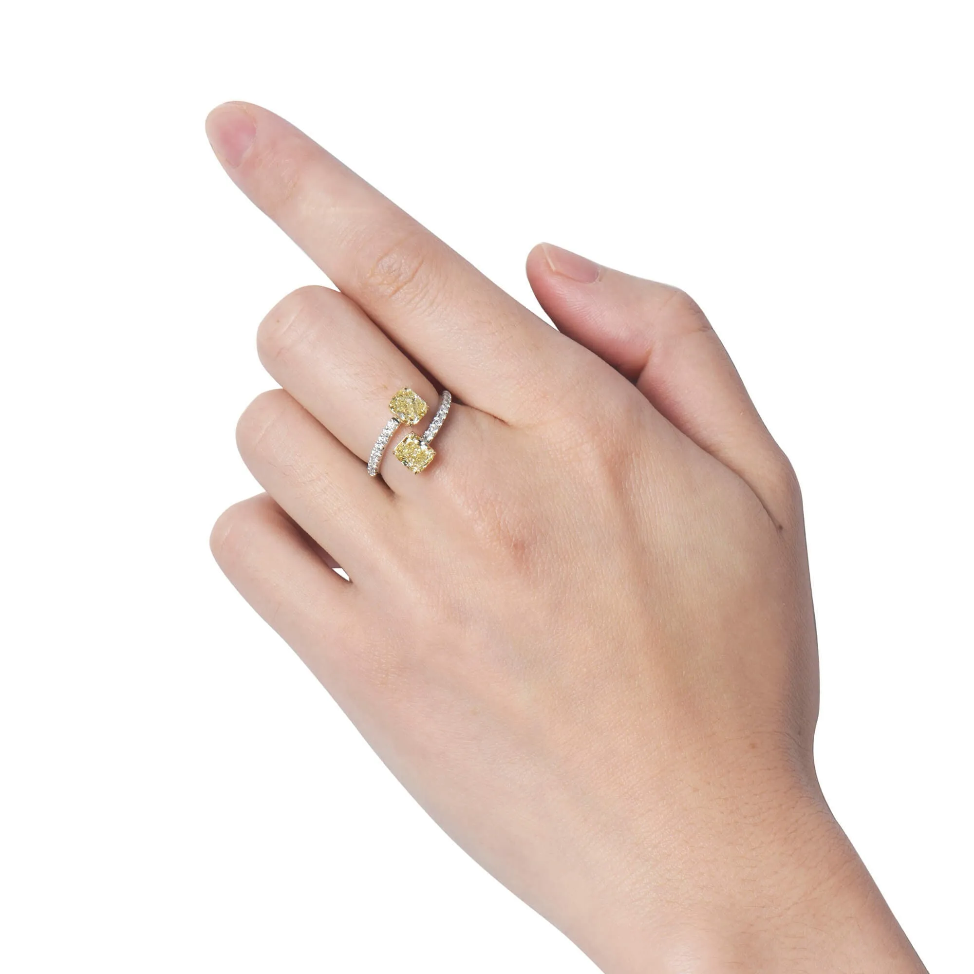 Fancy Light Yellow Diamond Ring, 2.28 Ct. TW, Radiant shape, GIA Certified,Rings Colored Diamond