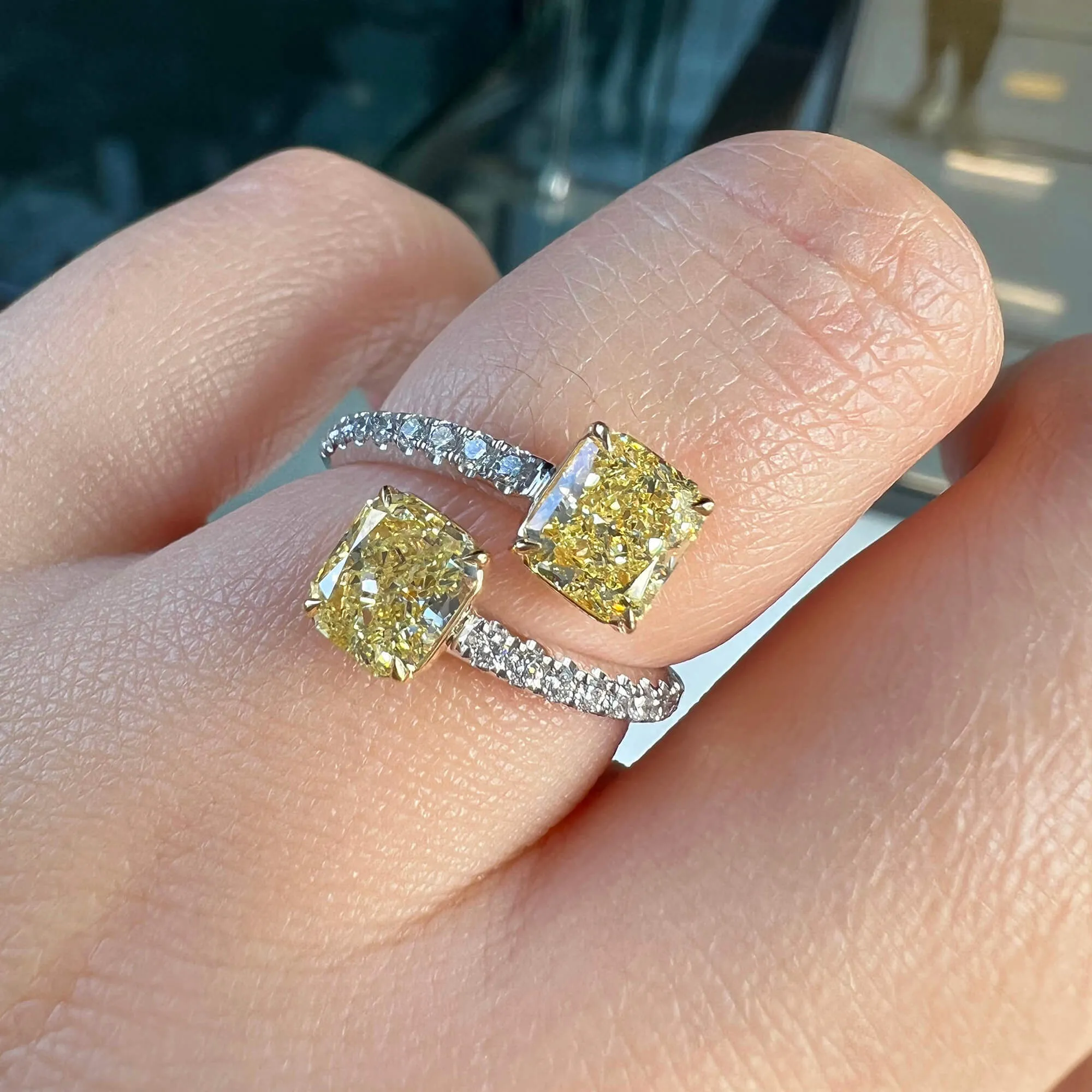 Fancy Light Yellow Diamond Ring, 2.28 Ct. TW, Radiant shape, GIA Certified,Rings Colored Diamond