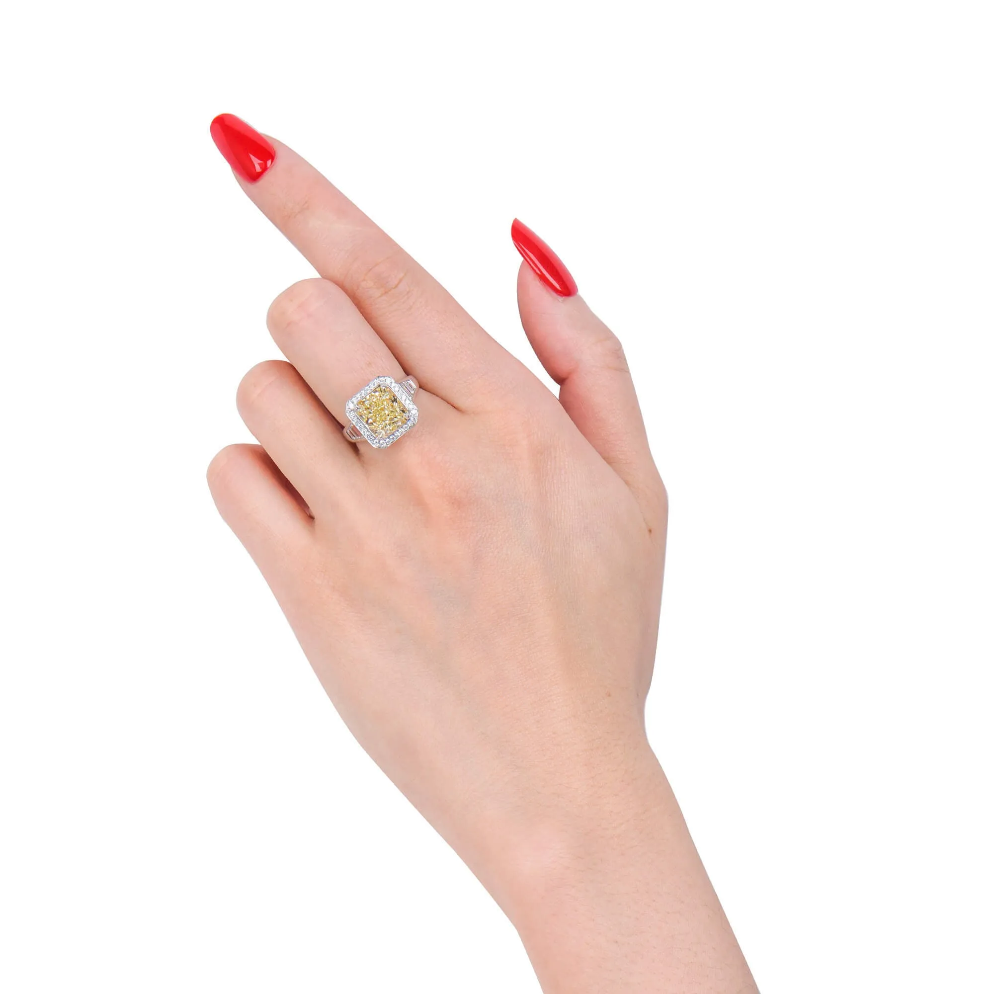 Fancy Light Yellow Diamond Ring, 5.03 Ct. (6.47 Ct. TW), Radiant Shape, 6224762251,Rings Colored Diamond