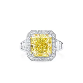 Fancy Light Yellow Diamond Ring, 5.03 Ct. (6.47 Ct. TW), Radiant Shape, 6224762251,Rings Colored Diamond