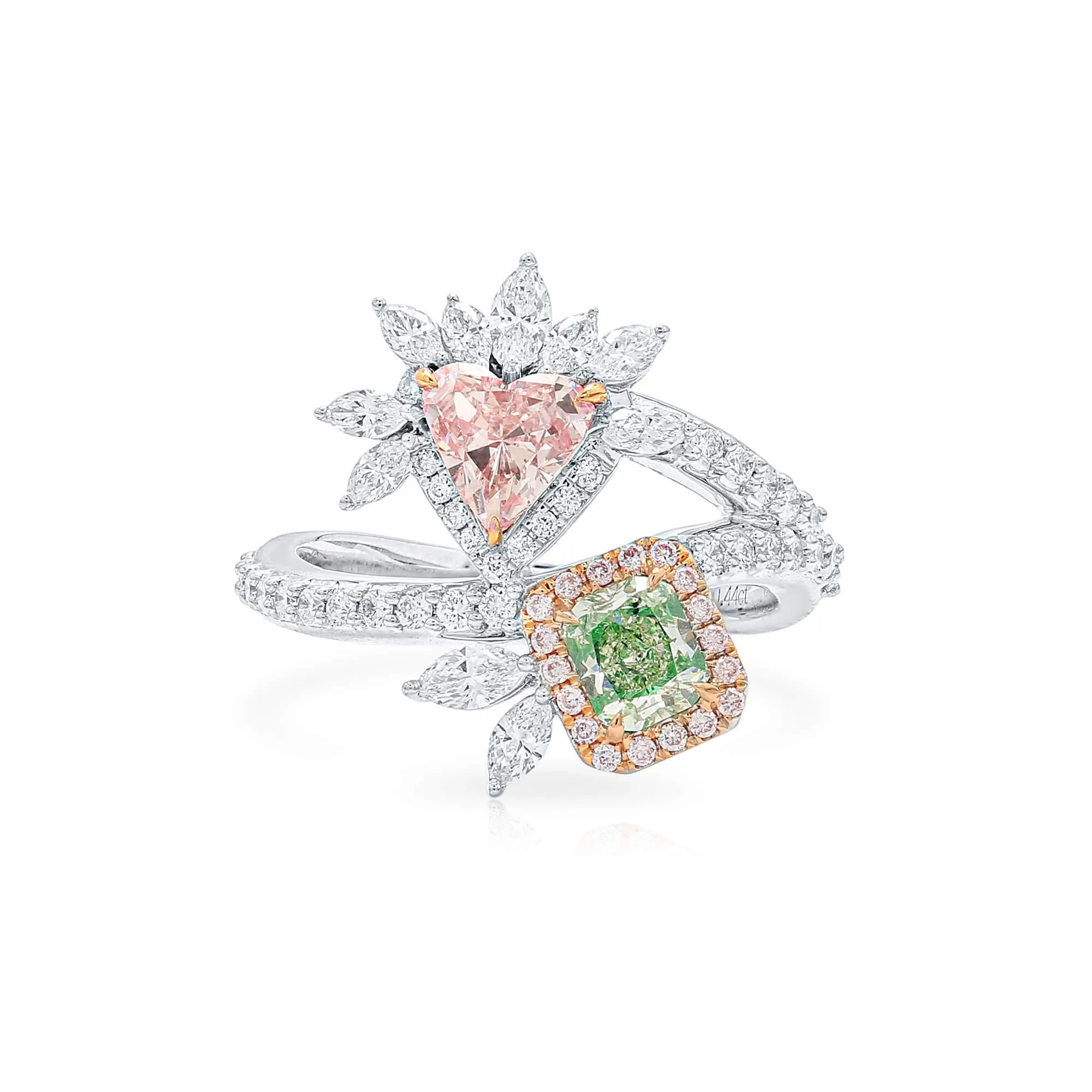 Fancy Light Yellow Green Diamond Ring, 1.93 Ct. TW, MIX shape, GIA Certified,Rings Colored Diamond