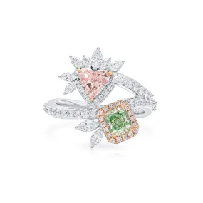 Fancy Light Yellow Green Diamond Ring, 1.93 Ct. TW, MIX shape, GIA Certified,Rings Colored Diamond