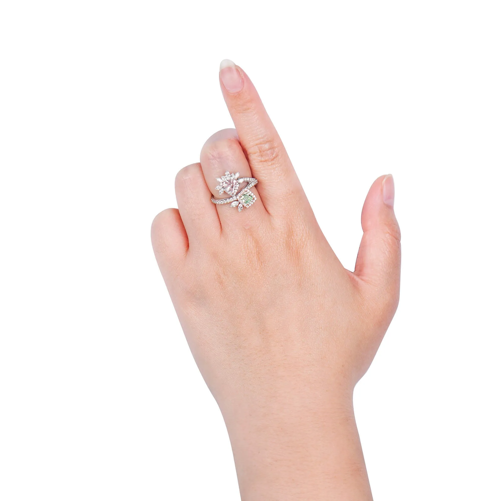 Fancy Light Yellow Green Diamond Ring, 1.93 Ct. TW, MIX shape, GIA Certified,Rings Colored Diamond