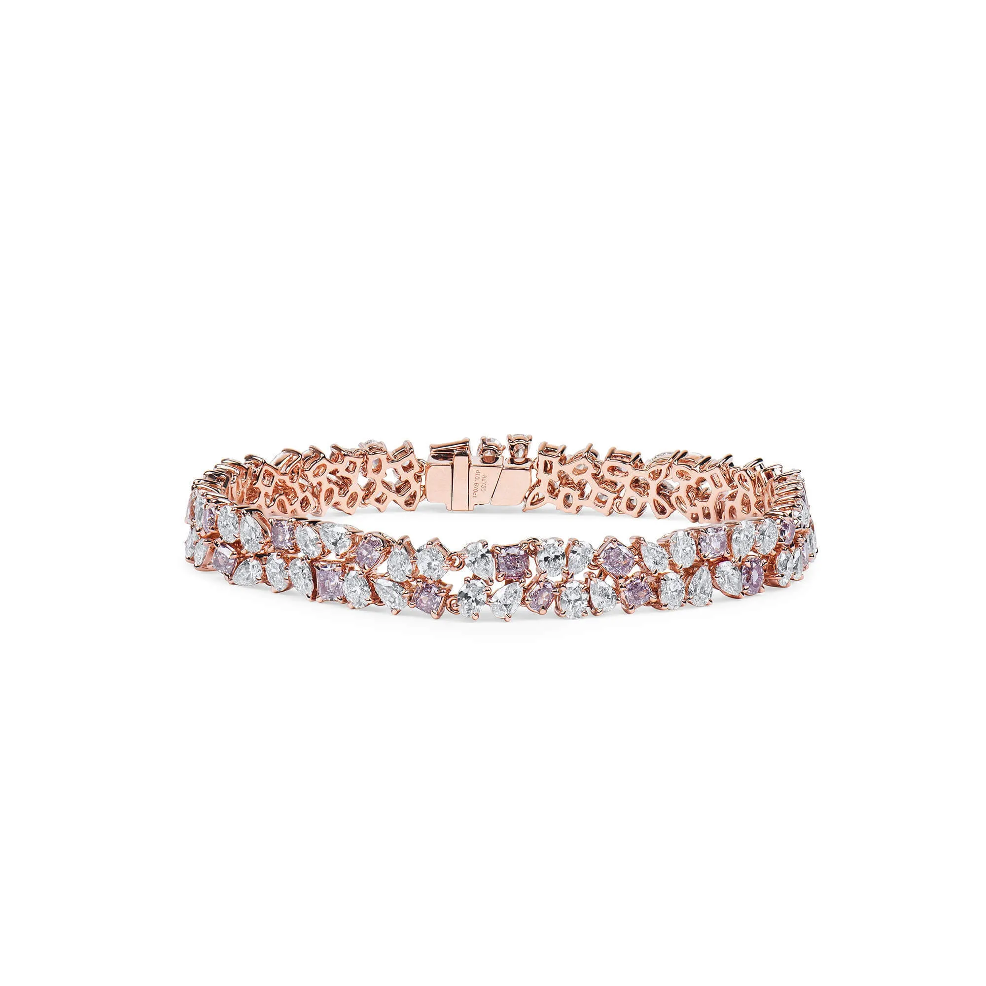 Fancy Pink And White Diamond Bracelet, 3.86 Ct. (10.67 Ct. TW), Mix Shape,Pink Diamond Bracelet