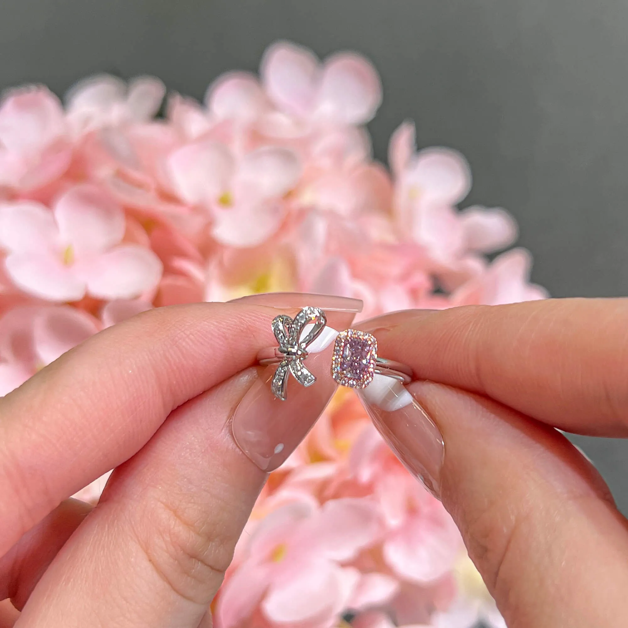 Fancy Purple Pink Diamond Ring, 0.45 Ct. TW, Radiant shape, GIA Certified,Rings Colored Diamond