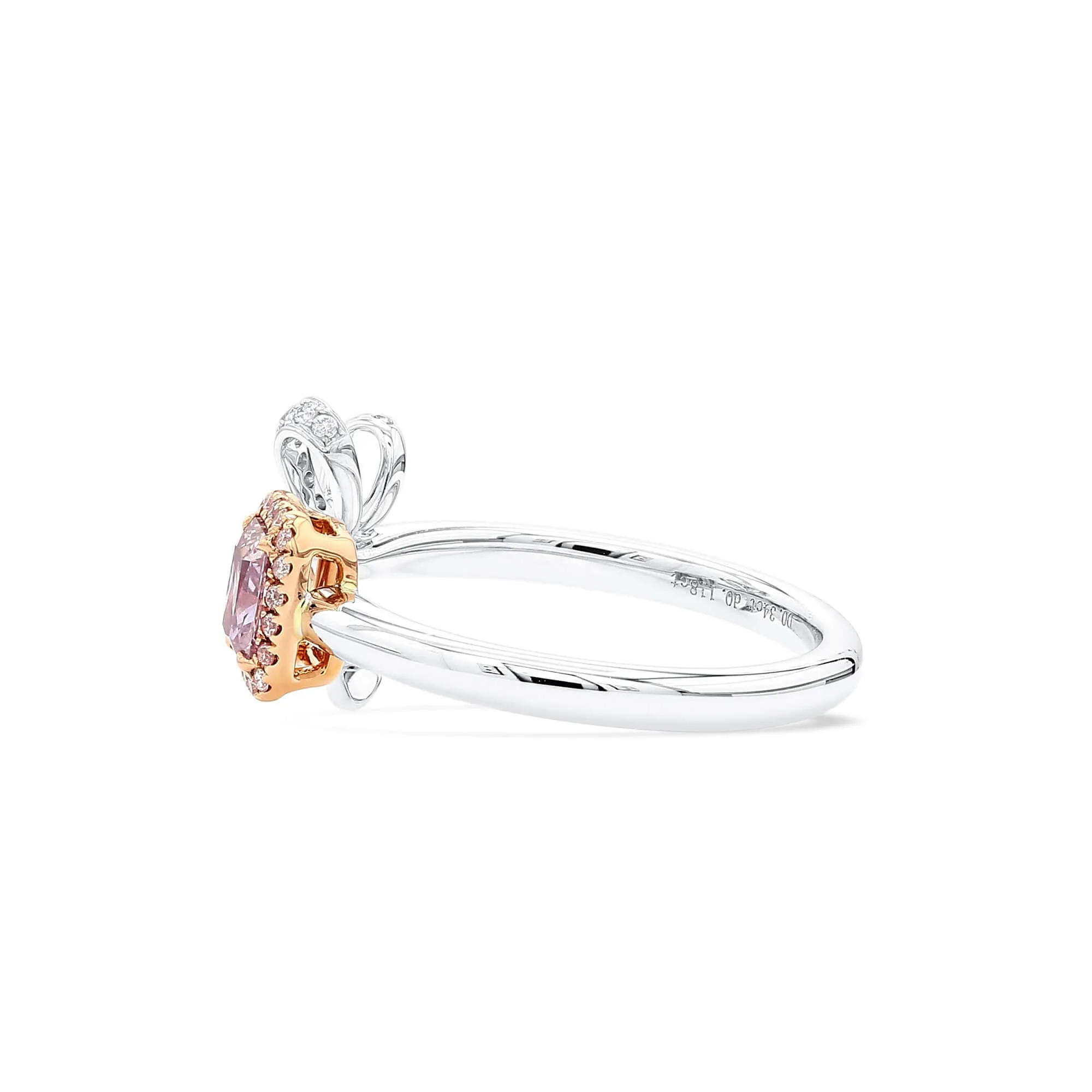 Fancy Purple Pink Diamond Ring, 0.45 Ct. TW, Radiant shape, GIA Certified,Rings Colored Diamond