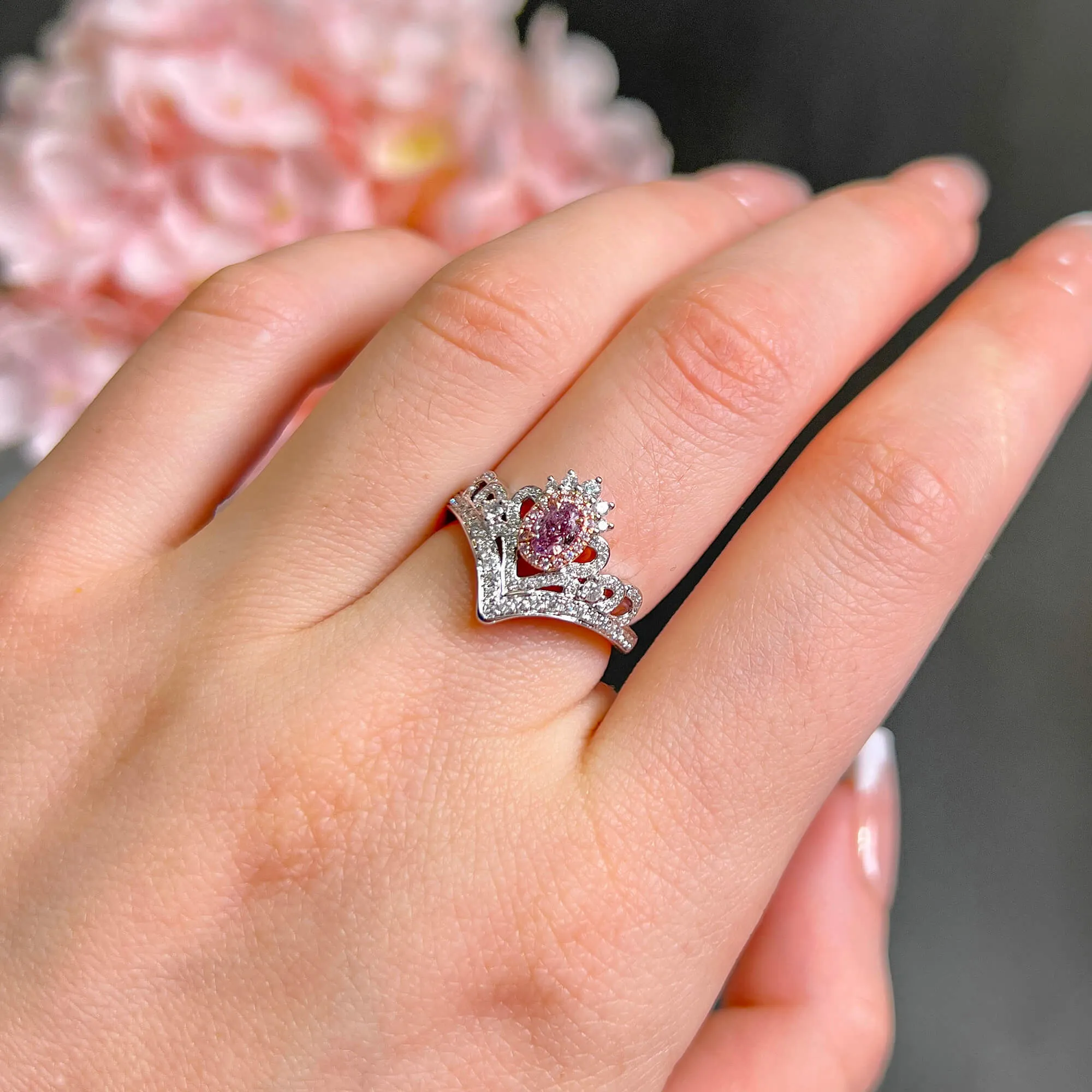 Fancy Purple Pink Diamond Ring, 0.68 Ct. TW, Oval shape, GIA Certified,Rings Colored Diamond