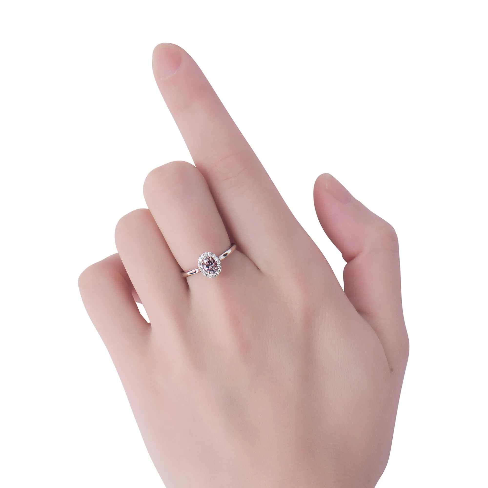 Fancy Purplish Pink Diamond Ring, 0.49 Ct. TW, Oval shape, GIA Certified,Rings Colored Diamond