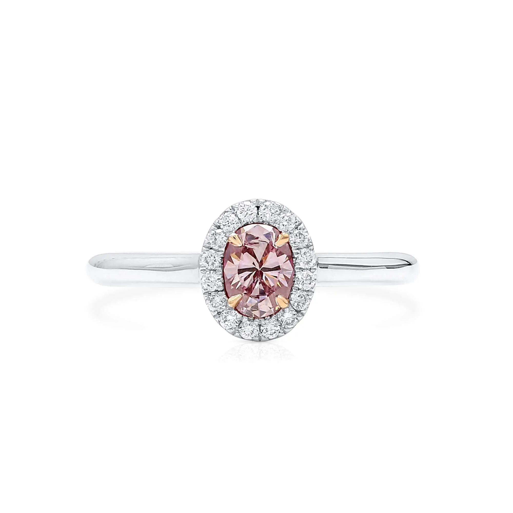 Fancy Purplish Pink Diamond Ring, 0.49 Ct. TW, Oval shape, GIA Certified,Rings Colored Diamond