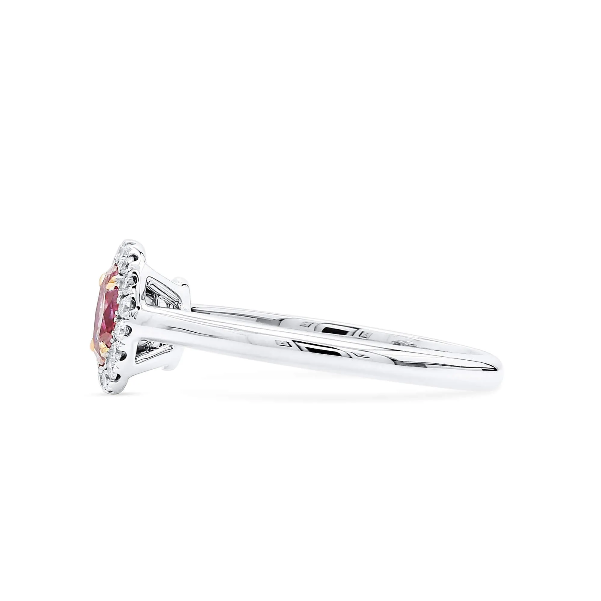 Fancy Purplish Pink Diamond Ring, 0.49 Ct. TW, Oval shape, GIA Certified,Rings Colored Diamond
