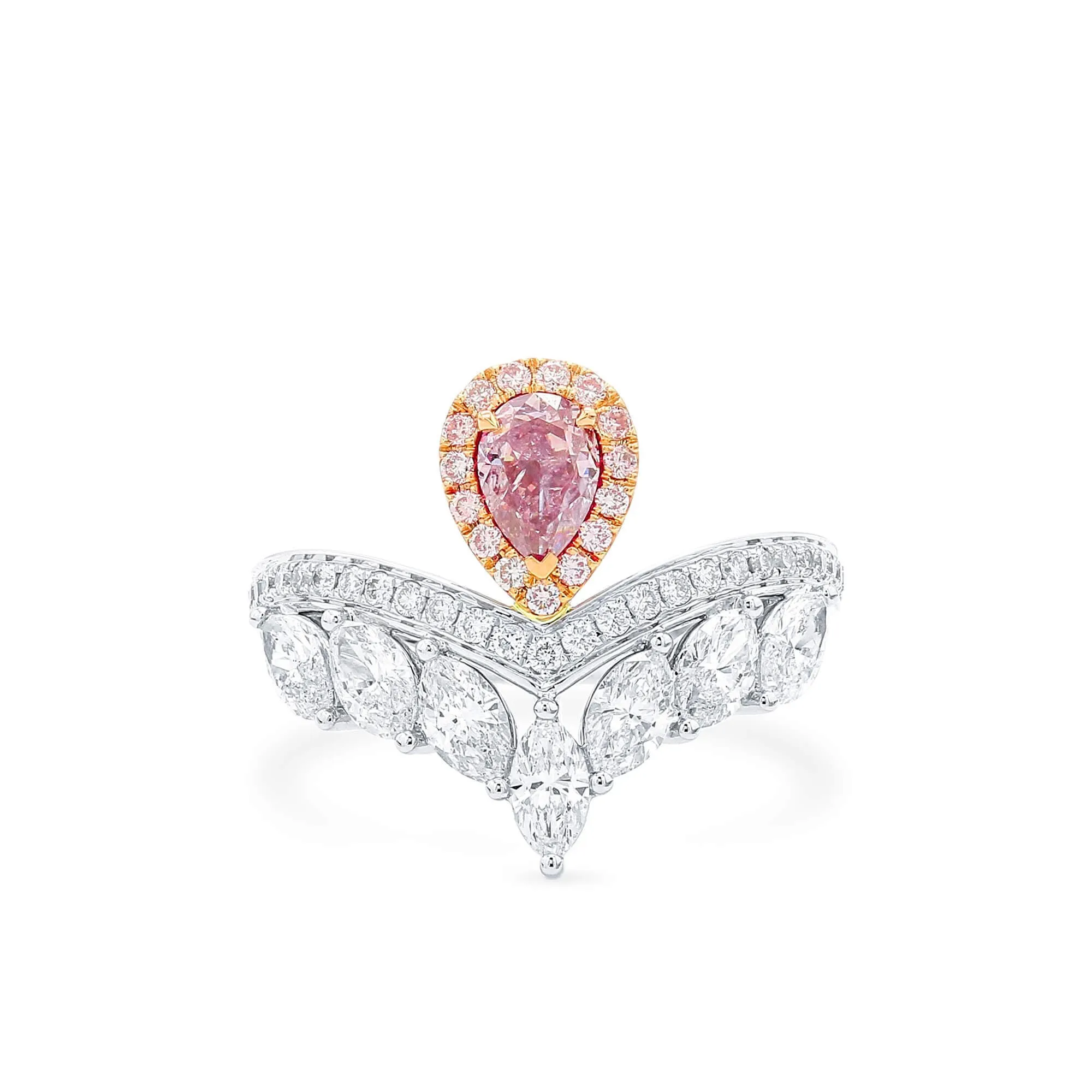 Fancy Purplish Pink Diamond Ring, 1.68 Ct. TW, Pear shape, GIA Certified,Rings Colored Diamond