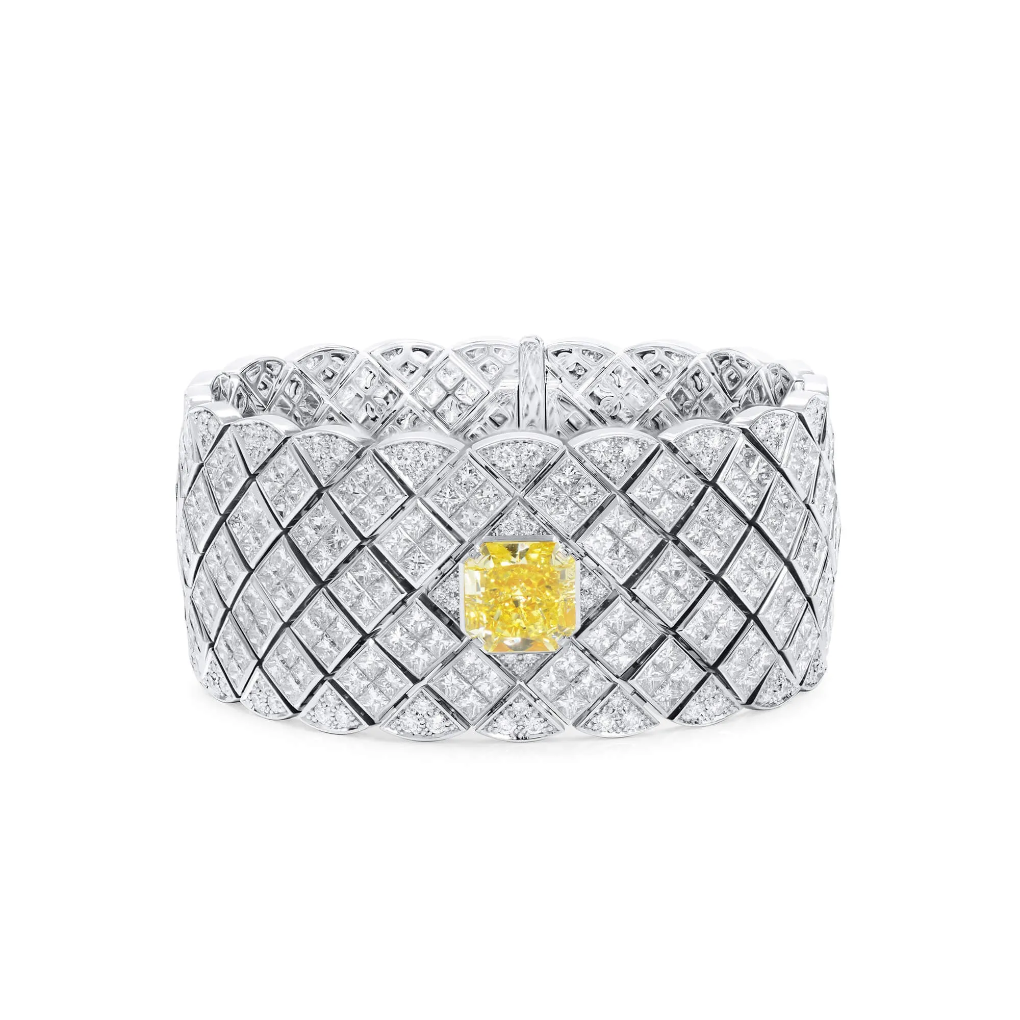 Fancy Vivid Yellow Diamond Bracelet, 44.60 Ct. TW, Radiant shape, GIA Certified,Bracelet Diamond Yellow Jewelry
