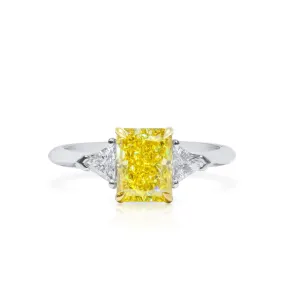 Fancy Vivid Yellow Diamond Ring, 2.20 Ct. TW, Radiant shape, GIA Certified,Rings Colored Diamond