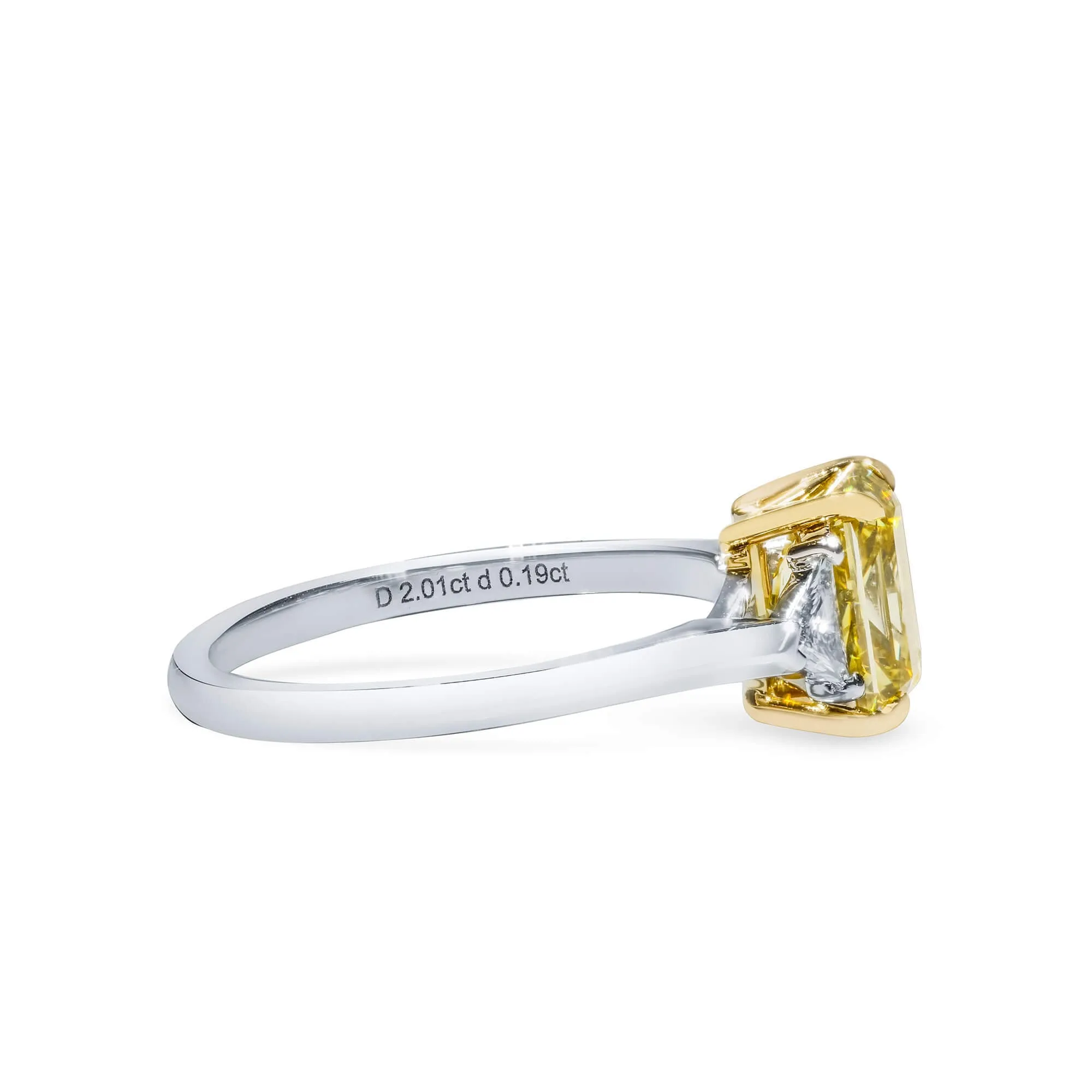 Fancy Vivid Yellow Diamond Ring, 2.20 Ct. TW, Radiant shape, GIA Certified,Rings Colored Diamond