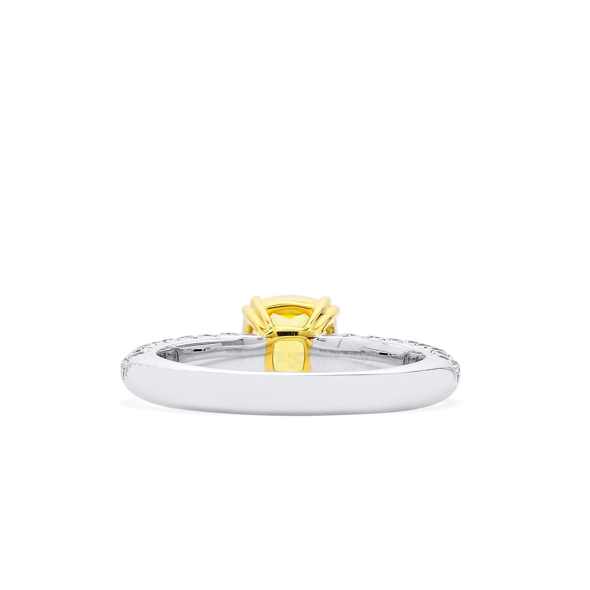 Fancy Vivid Yellow Diamond Ring, 2.37 Ct. TW, Cushion shape, GIA Certified,Rings Colored Diamond