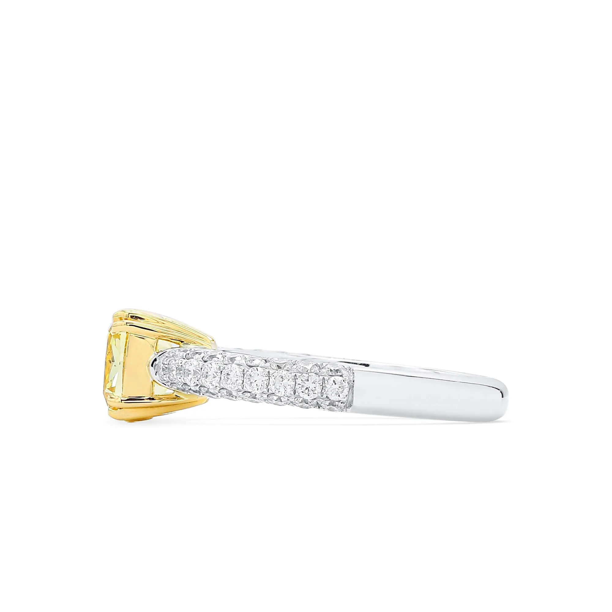 Fancy Vivid Yellow Diamond Ring, 2.37 Ct. TW, Cushion shape, GIA Certified,Rings Colored Diamond