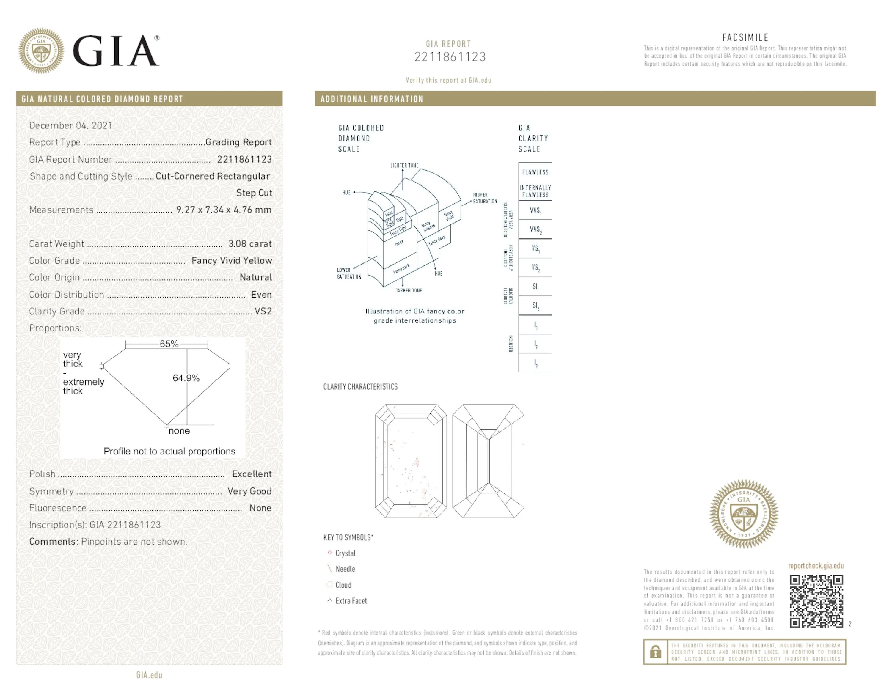 Fancy Vivid Yellow Diamond Ring, 3.46 Ct. TW, Radiant shape, GIA Certified,Rings Colored Diamond