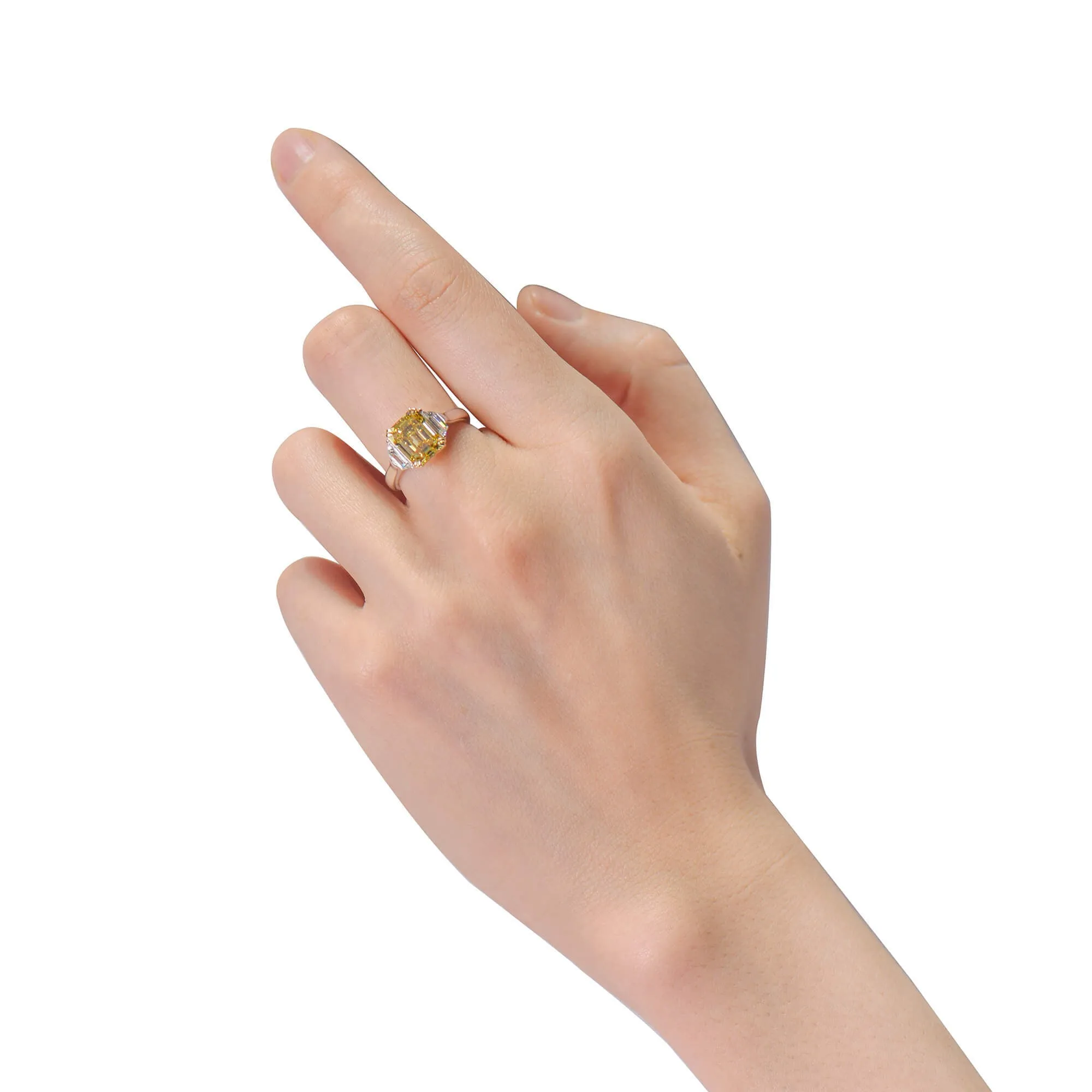 Fancy Vivid Yellow Diamond Ring, 3.46 Ct. TW, Radiant shape, GIA Certified,Rings Colored Diamond